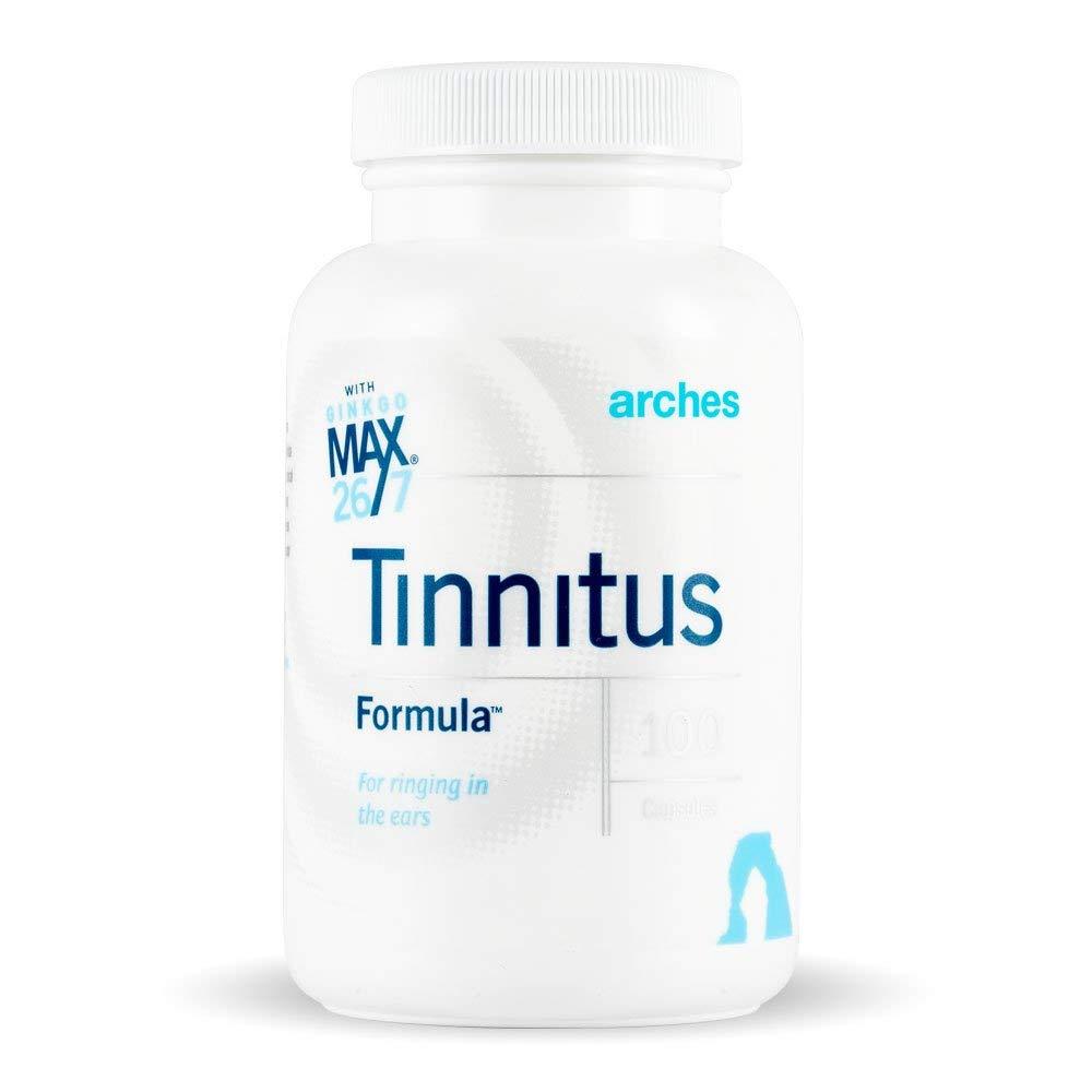 Arches Tinnitus Formulas Arches Tinnitus Formula - Now with Ginkgo Max 26/7 - Natural Tinnitus Treatment for Relief from Ringing Ears - 100 Count Bottle - 25 Day Supply, Ginkgo biloba extract, zinc picolinate, deodorized garlic