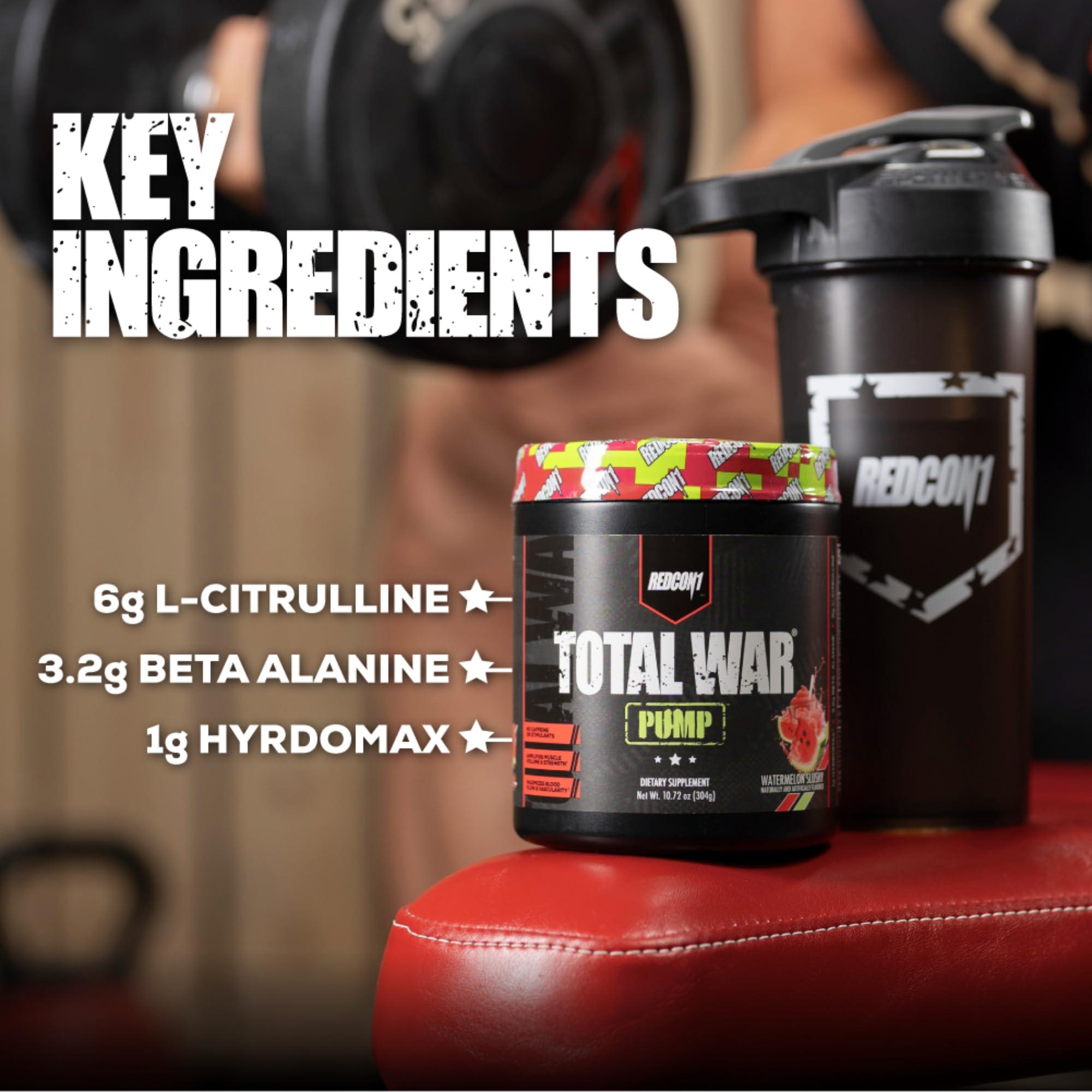 REDCON1 REDCON1 Non Stim & Caffeine Free Pre Workout Powder for Women & Men - Total War Pump - with L-Citrulline, Beta Alanine & More - Workout at Any Time of Day - Plum Fusion (10.79 oz)