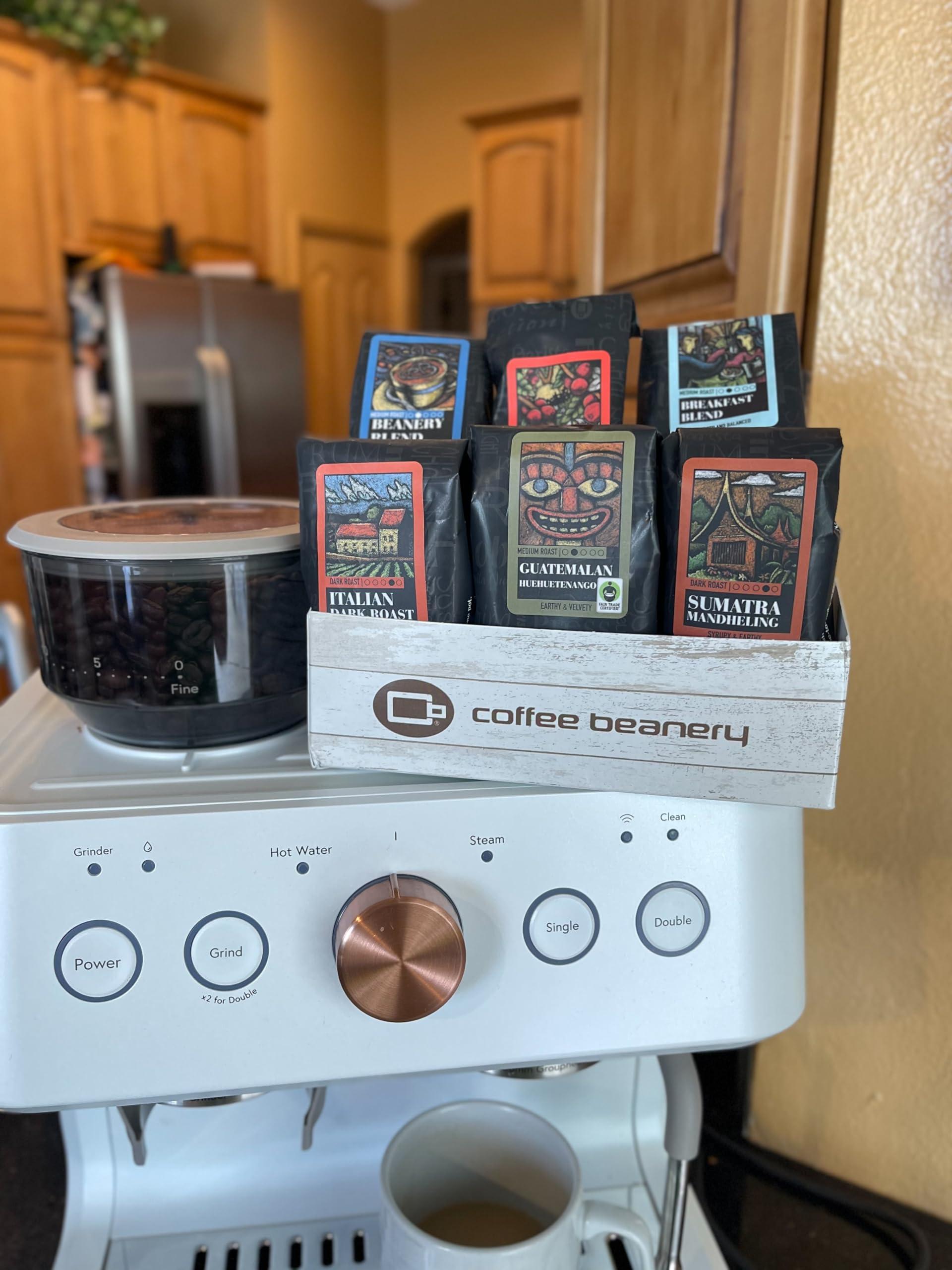 Coffee Beanery Right Roast Coffee Sampler, 6 - One Pot Sample Bags of coffee, light, medium and dark roasts