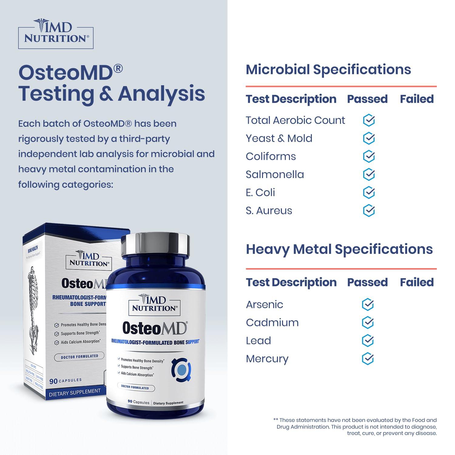 1MD Nutrition 1MD Nutrition OsteoMD for Comprehensive Bone Support | with Calcium Hydroxyapatite, Vitamin D3 & K2 | 180 Capsules (2-Pack)