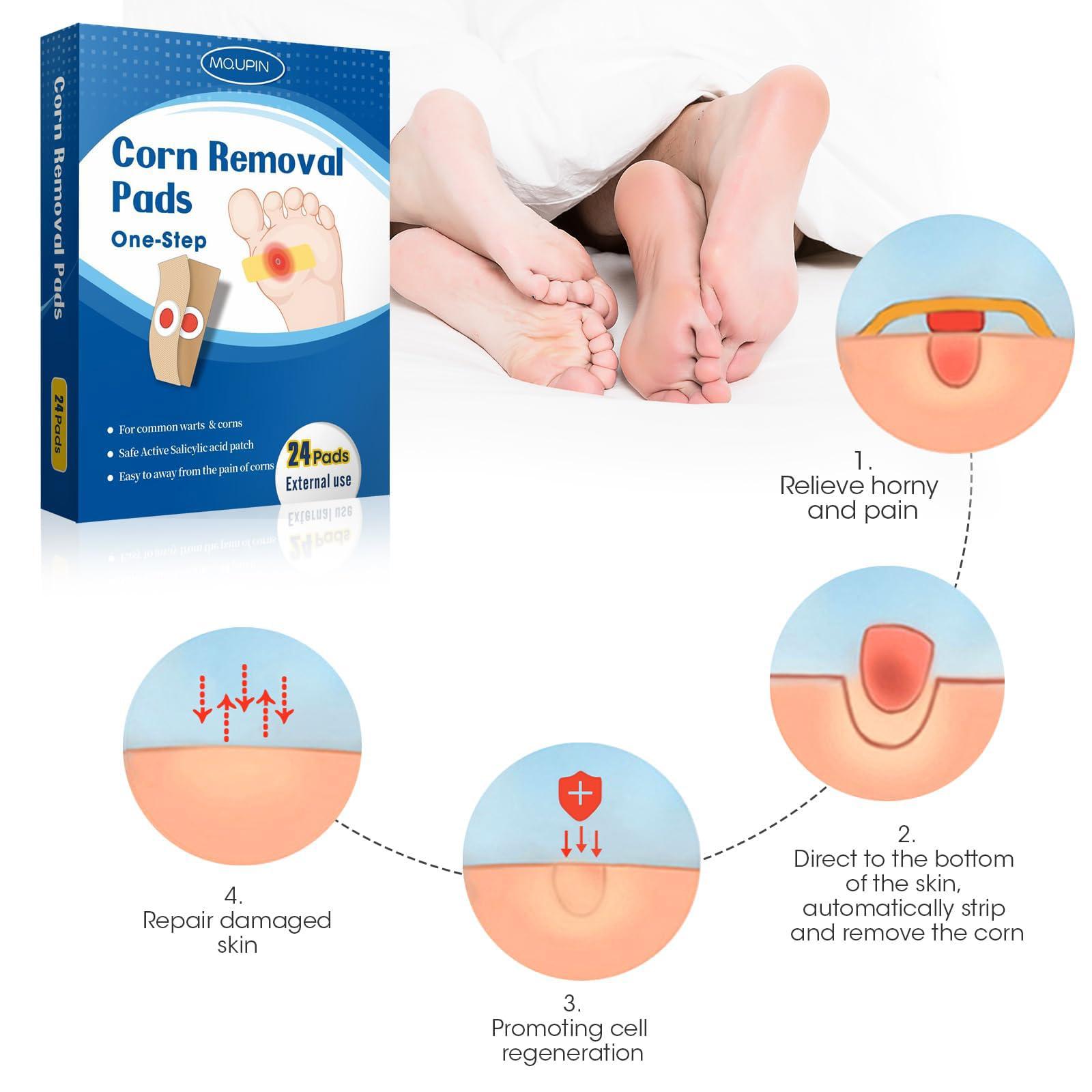 MQUPIN 24 Count Corn Removal Pads for Feet and Toe, Corn Feet Remover for Feet Extra Strength, Callous Remover