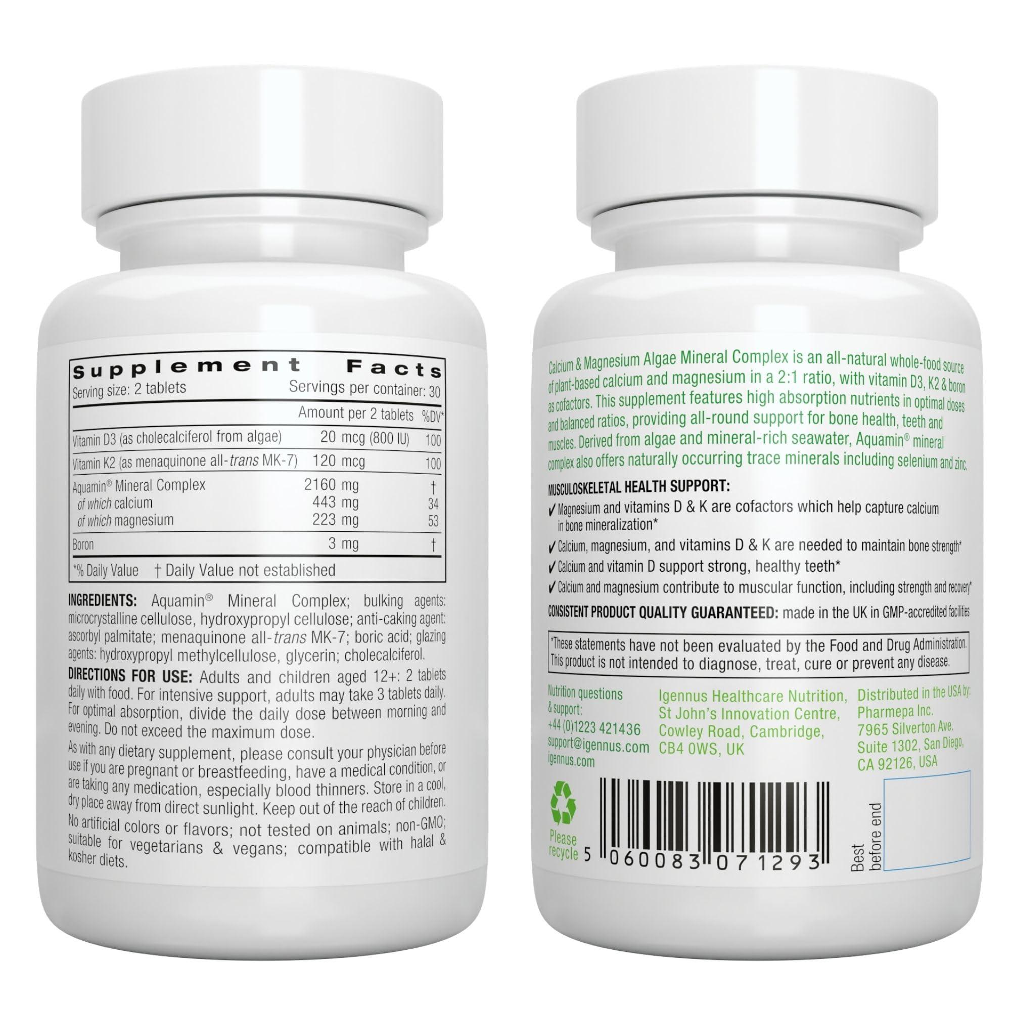 Igennus Healthcare Nutrition Multivitamin & Minerals for Women + Calcium & Magnesium Complex Vegan Bundle, Sustained Release Advanced Multivitamin + 2:1 Plant Based Algae Mineral Complex, by Igennus