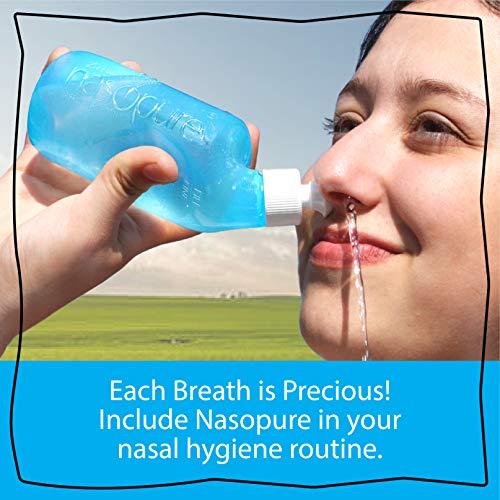 DR HANA'S NASOPURE Nasopure Nasal Wash, Sampler Kit, “The Nicer Neti Pot” Sinus Wash Kit, Comfortable Nasal Rinse 8 Oz Bottle & 4 Salt Packets (3.75 Grams Each), Nasal Congestion, Cold, Flu, Allergy, Nasal Irrigation