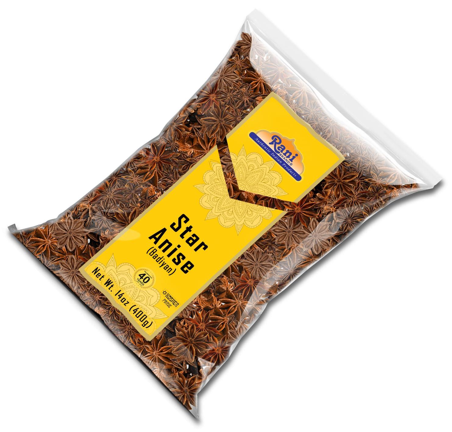 Rani Brand Authentic Indian Products Rani Star Anise Seeds, Whole Pods (Badian Khatai) Spice 14oz (400g) ~ All Natural | Gluten Friendly | NON-GMO | Kosher | Vegan | Indian Origin