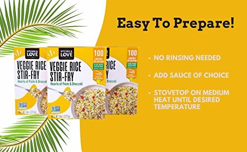 Kitchen & Love Kitchen & Love Hearts of Palm Veggie Rice Stir Fry, Low Carb, Low Calories, Plant Based, Non GMO, Gluten Free Rice Alternative, Vegan, Easy to Prepare Quick Meal 8 Oz (Pack of 3)