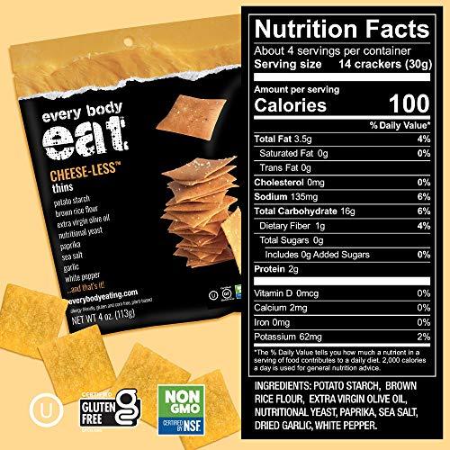 Every Body Eat Every Body Eat Cheese-less Snack Thins, Gluten & Dairy Free, Vegan (1 Pack)