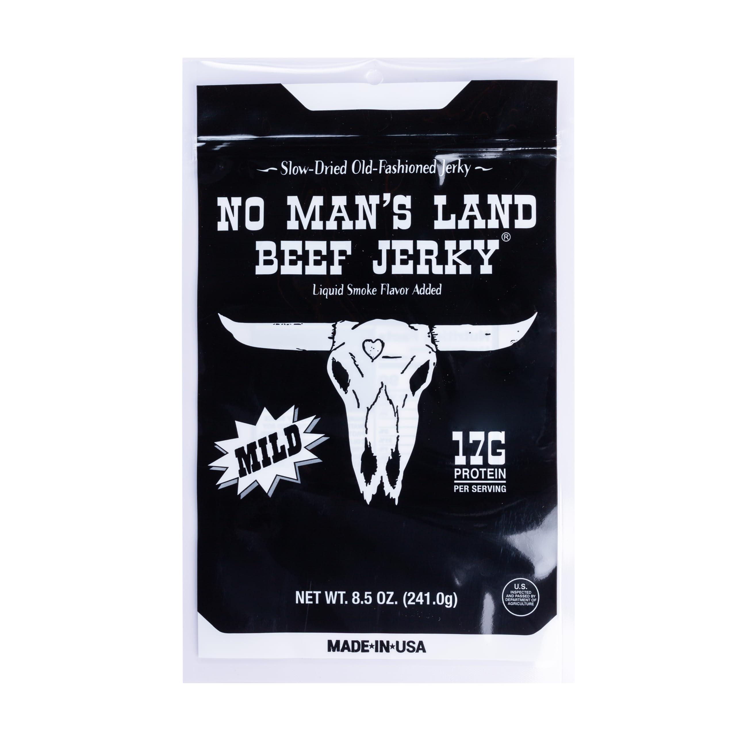 NO MANS LAND BEEF JERKY No Man’s Land MILD Beef Jerky High Protein Free Low Calorie Low Carb Beef Snack 8.5oz Bag…