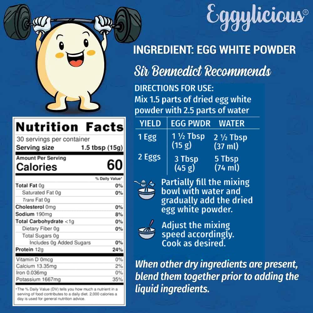 Pride Of India Eggylicious Egg White (Albumin) Powder, Dried Natural Protein Powder, Made from Fresh Eggs, Pasteurized,Non-GMO, No Additives, Used for Baking Icing,1lbs(16oz)