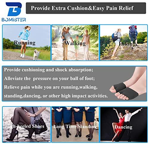 Bomister 3 Pairs of Metatarsal Pads for Women and Men, Ball of Foot Cushions for Pain Relief of Bunions&Morton\'s Neuroma,Metatarsal Sleeve/Socks with Built-in Soft Gel Pad (X-Large,Black)