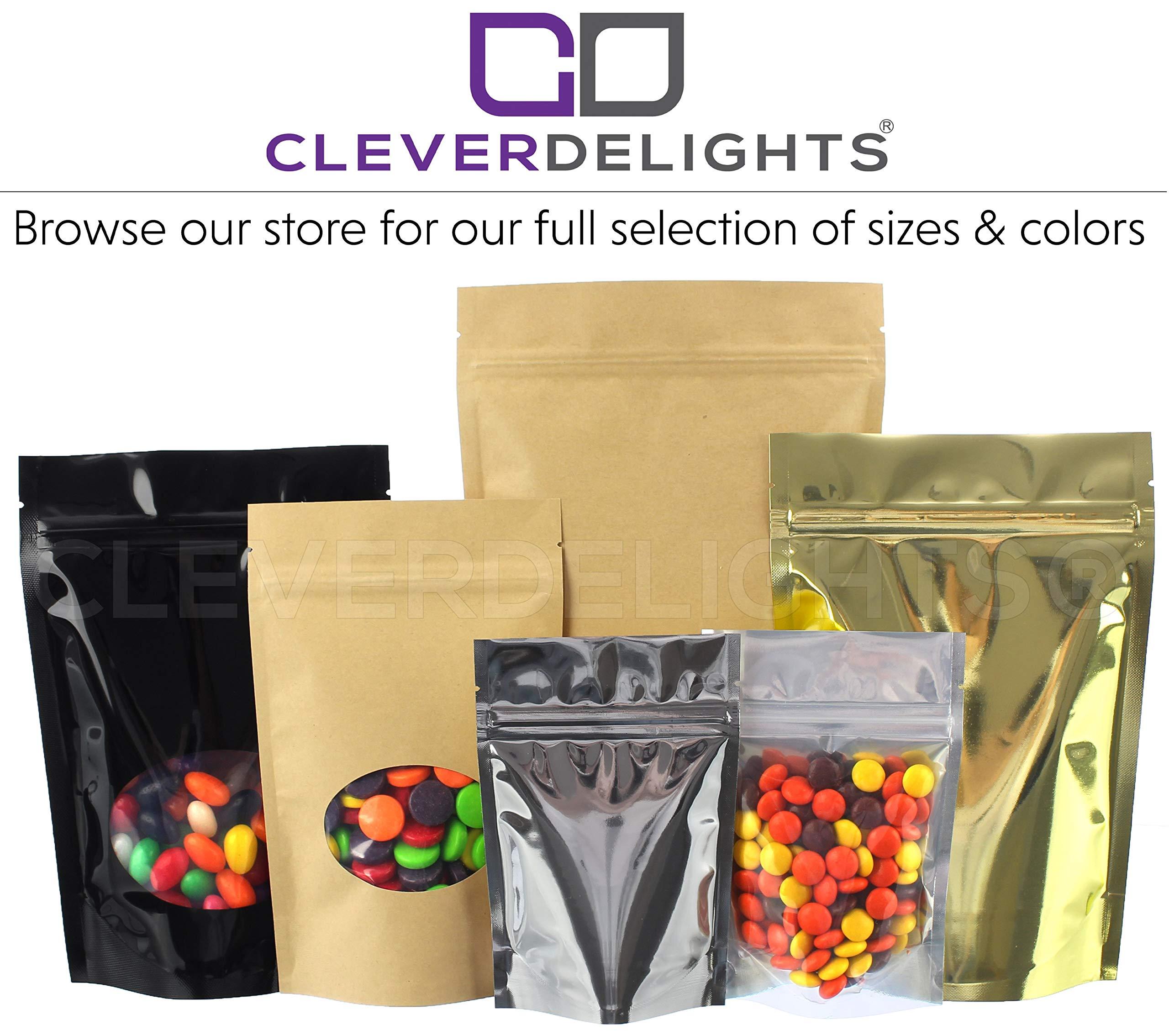 CleverDelights CleverDelights Gold Stand Up Pouches - 16oz - 100 Pack - 7\" x 11.5\" x 4\" - Resealable Bag