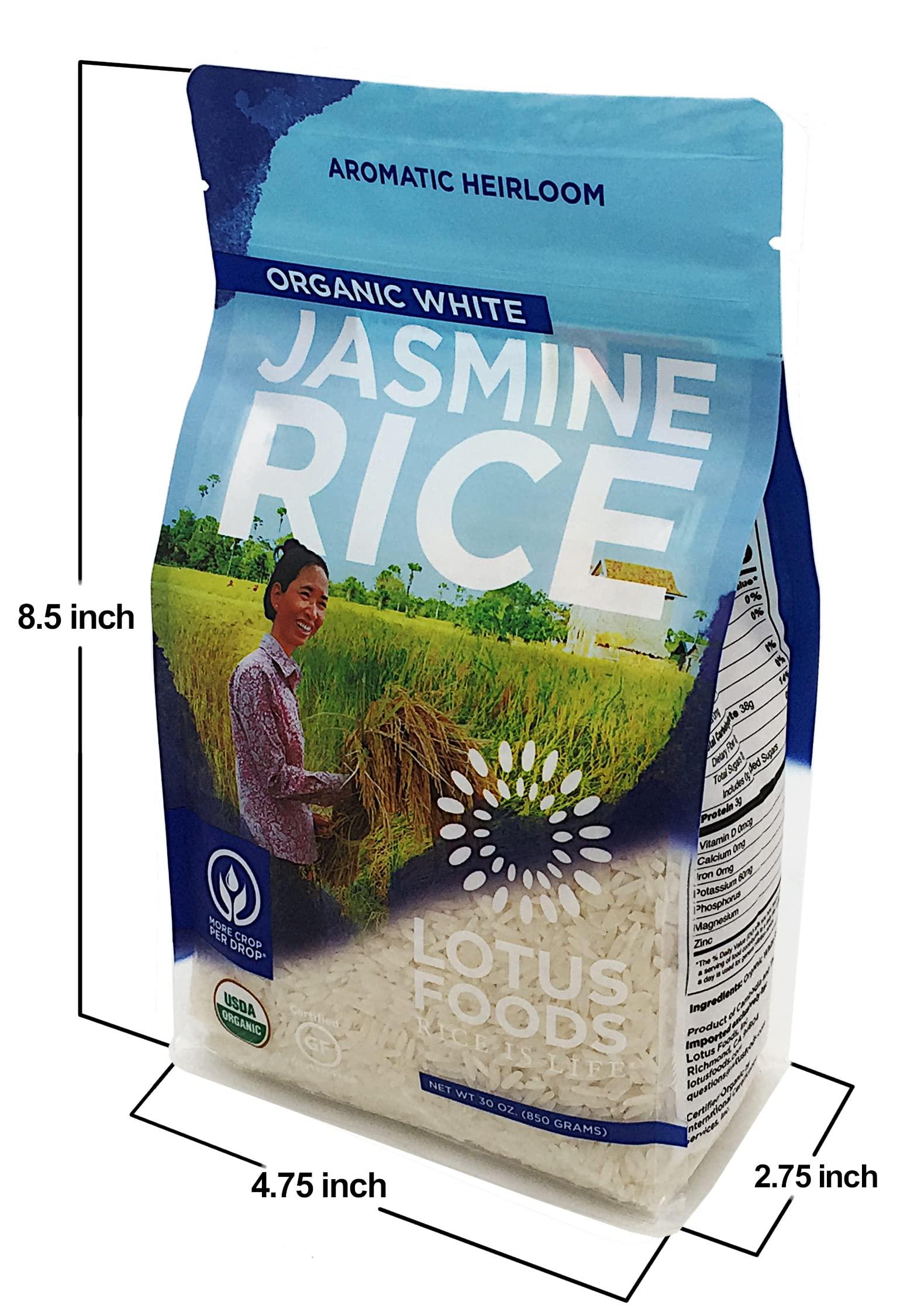 Lotus Foods Lotus Foods Organic White Jasmine Rice - Jasmine Rice, Gluten Free White Rice, Organic Rice, Long Grain Asian Sticky Rice, USDA Organic, Vegan, Gluten Free - 30 Oz (Pack of 6)