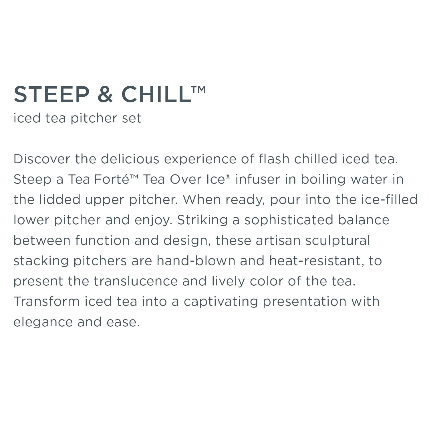 Tea Forte Tea Forte Tea Over Ice Steeping Pitcher + Tea Infuser Blends, Variety Pack Tea Pitcher Sized Ice Tea Infusers (5pk) + Glass Serving & Brewing Pitcher Set for Flash Chilled Ice Tea