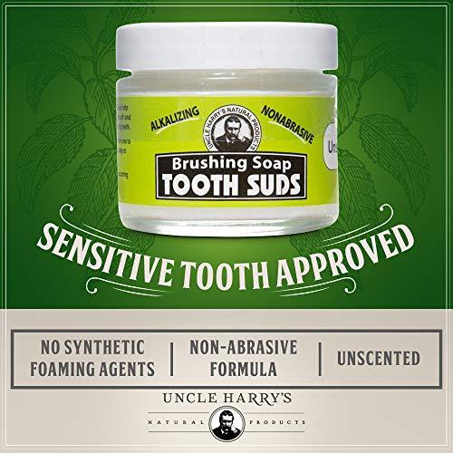 Uncle Harry's Uncle Harry's Non-Abrasive Unscented Brushing Soap Tooth Suds | Natural Remineralizing Toothpaste Freshens Breath & Promotes Enamel | Vegan Fluoride Free Toothpaste (2 oz)