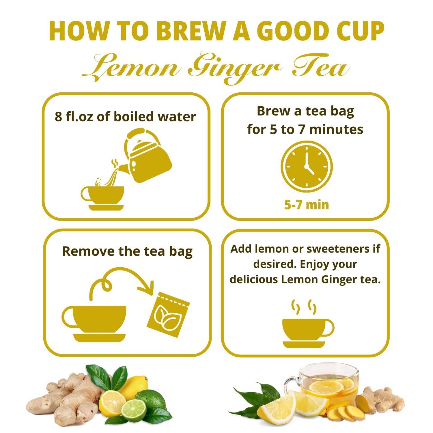 VIDA FARM VIDA FARM 100 Lemon Ginger Tea Bags, 100% Natural Ingredients - Warming & Spicy Blend, Caffeine Free, Sugar Free, Non-GMO, Lemon & Ginger Herbal Tea Beverage