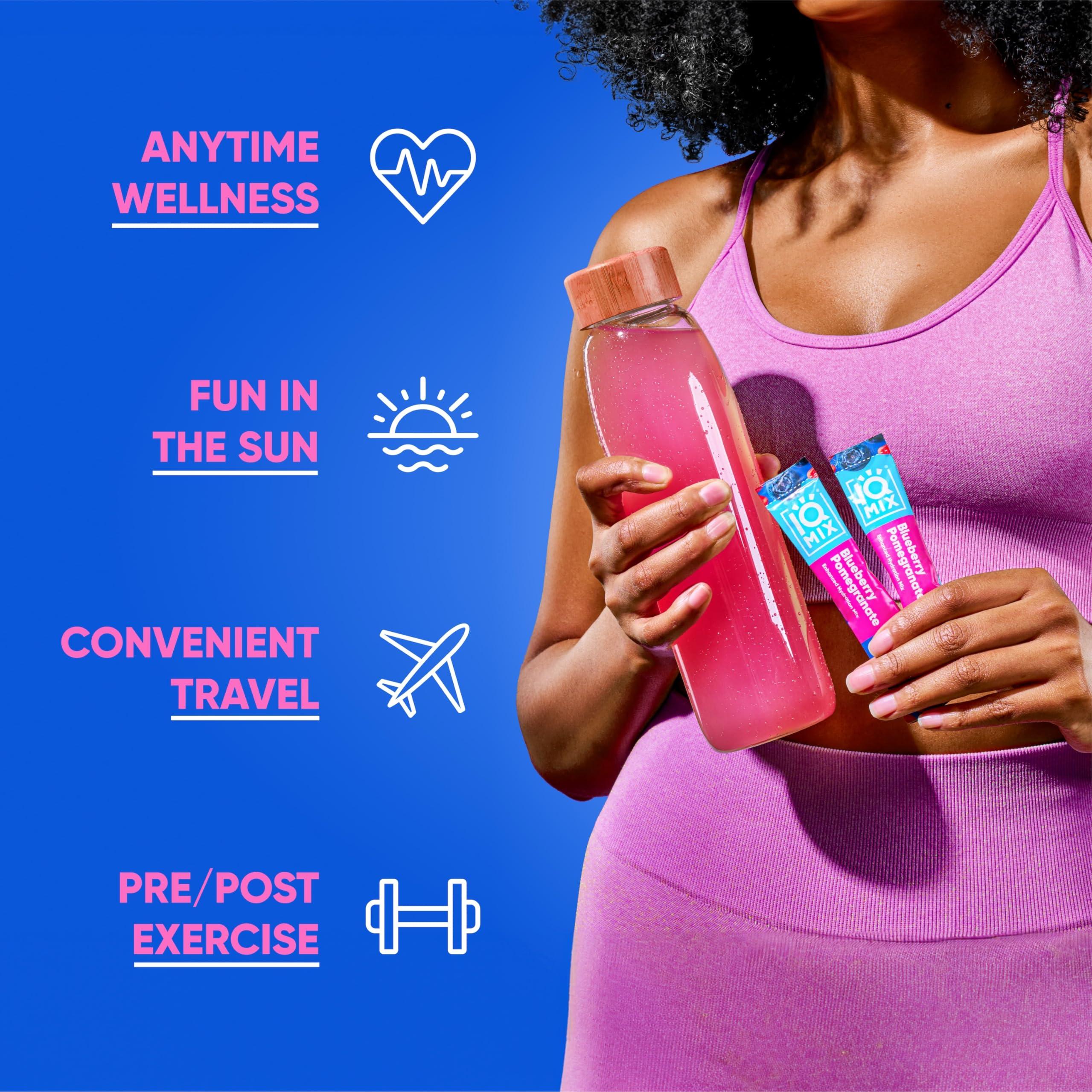 IQBAR IQMIX Sugar Free Electrolytes Powder Packets - Hydration Supplement Drink Mix with Keto Electrolytes, Lions Mane, Magnesium L-Threonate, and Potassium Citrate - Blueberry Pomegranate (40 Count)