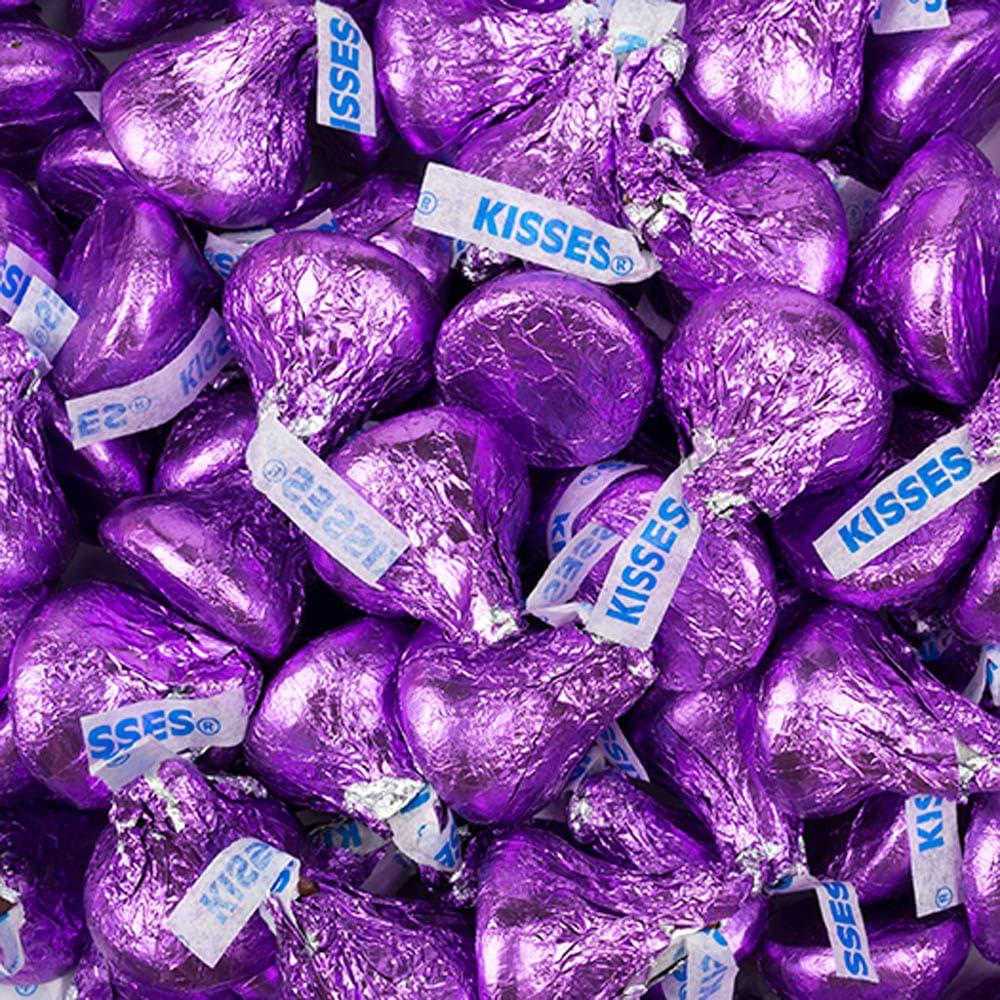Just Candy 90 Pcs Purple Candy Hershey\'s Kisses Milk Chocolate