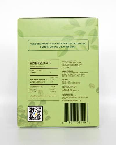 Fine USA Fine USA Green Tea & Coffee | Clean Energy & Focus | Boost Metabolism | Catechins & Chlorogenic Acid | Non-GMO | Drink Hot or Iced | 1.5g 30 Instant Packets