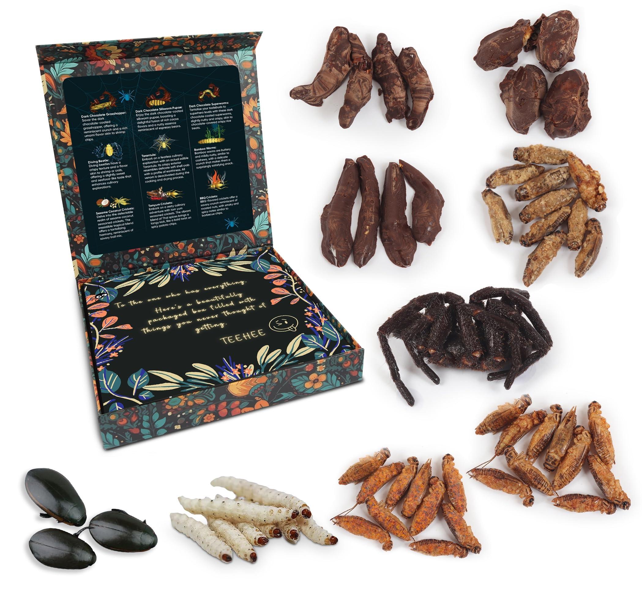 Insnacc White Elephant Gifts For Adults - 2.26 Ounce Real Edible Flavored Insects For Humans, Funny Birthday Gifts, Weird Gifts (Tarantula & Assorted Bugs, Box of 9)