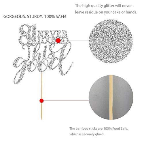 MAGJUCHE 81 Silver Glitter Happy 81st Birthday Cake Topper, Cheers to 81 Years Party Decorations, Supplies, cake topper