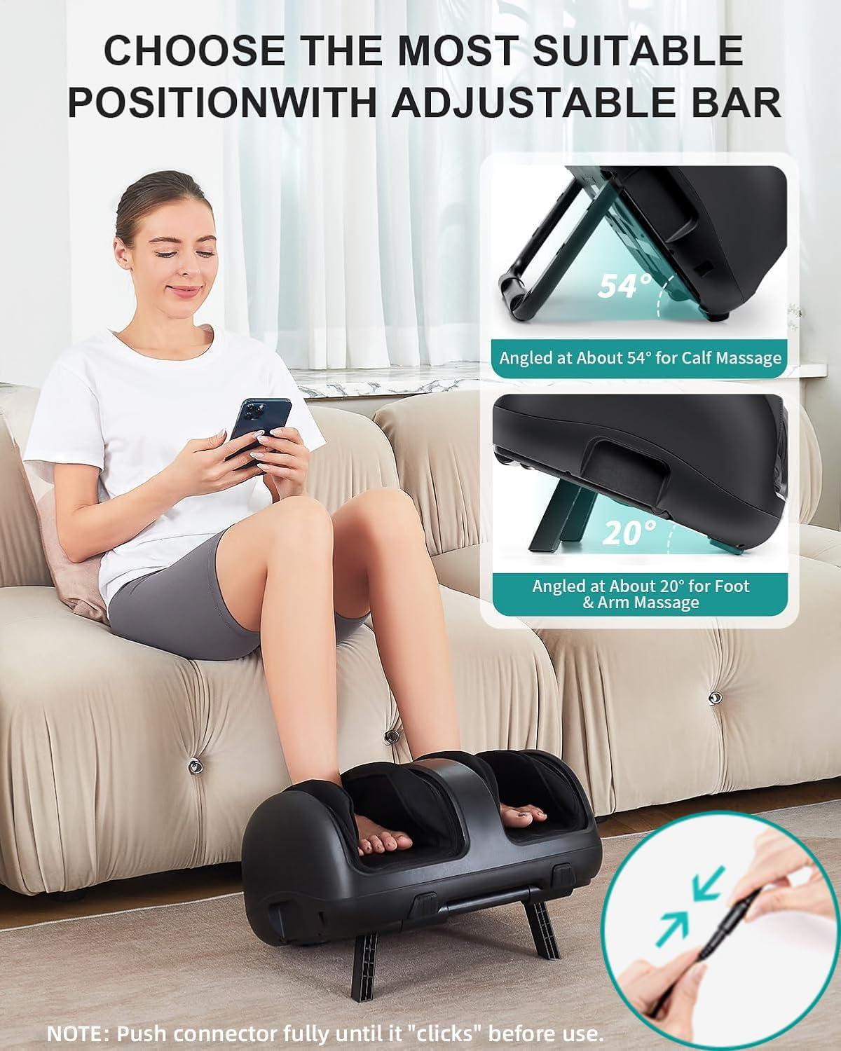Nekteck Nekteck Foot Shiatsu Massager for Circulation and Pain Relief, Smart Electric Massage Machine with Heat, Deep Kneading, Vibration, Compression for Feet, Calf, Arm Muscle Relax Black (APP Control)