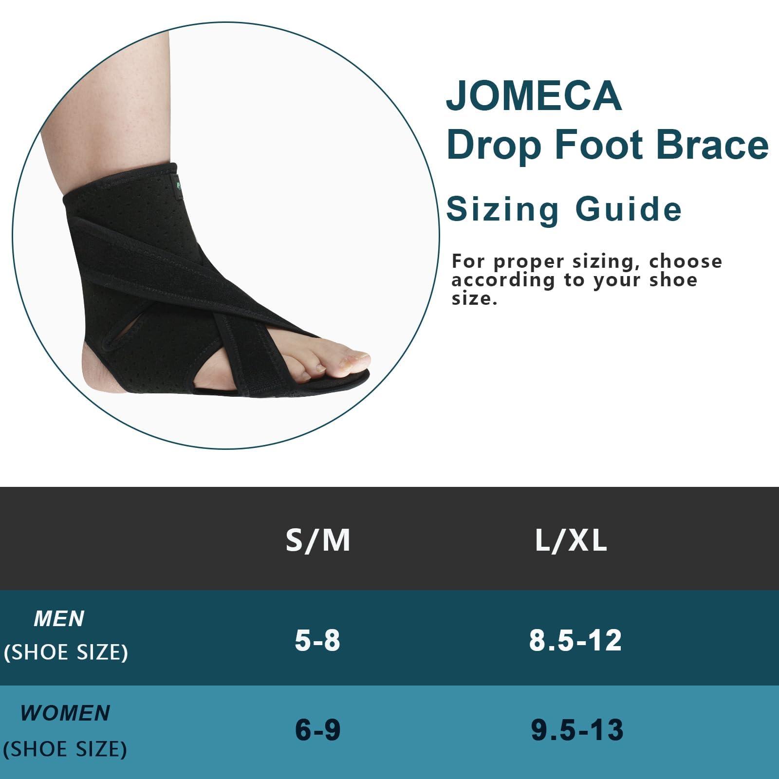 JOMECA JOMECA Upgraded Drop Foot Brace for Walking with Shoes - Dual Forefoot Support Plates Adjustable Soft AFO, Foot Drop, TBI, ALS, MS, Bone Fracture, Fits Women & Men (Right, S/M)