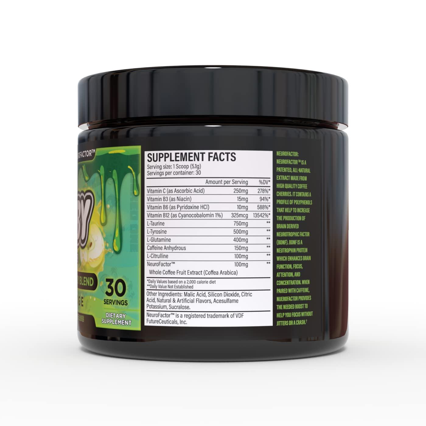 Dubby Dubby - Gamer Energy Drink Powder for Gaming - Sugar Free Energy Drinks, Nootropics Jitter-Free Natural Energy Powder, Green Apple and Secret Sauce Flavor, 30 Serving, 5.61 Ounces (DubSludge)