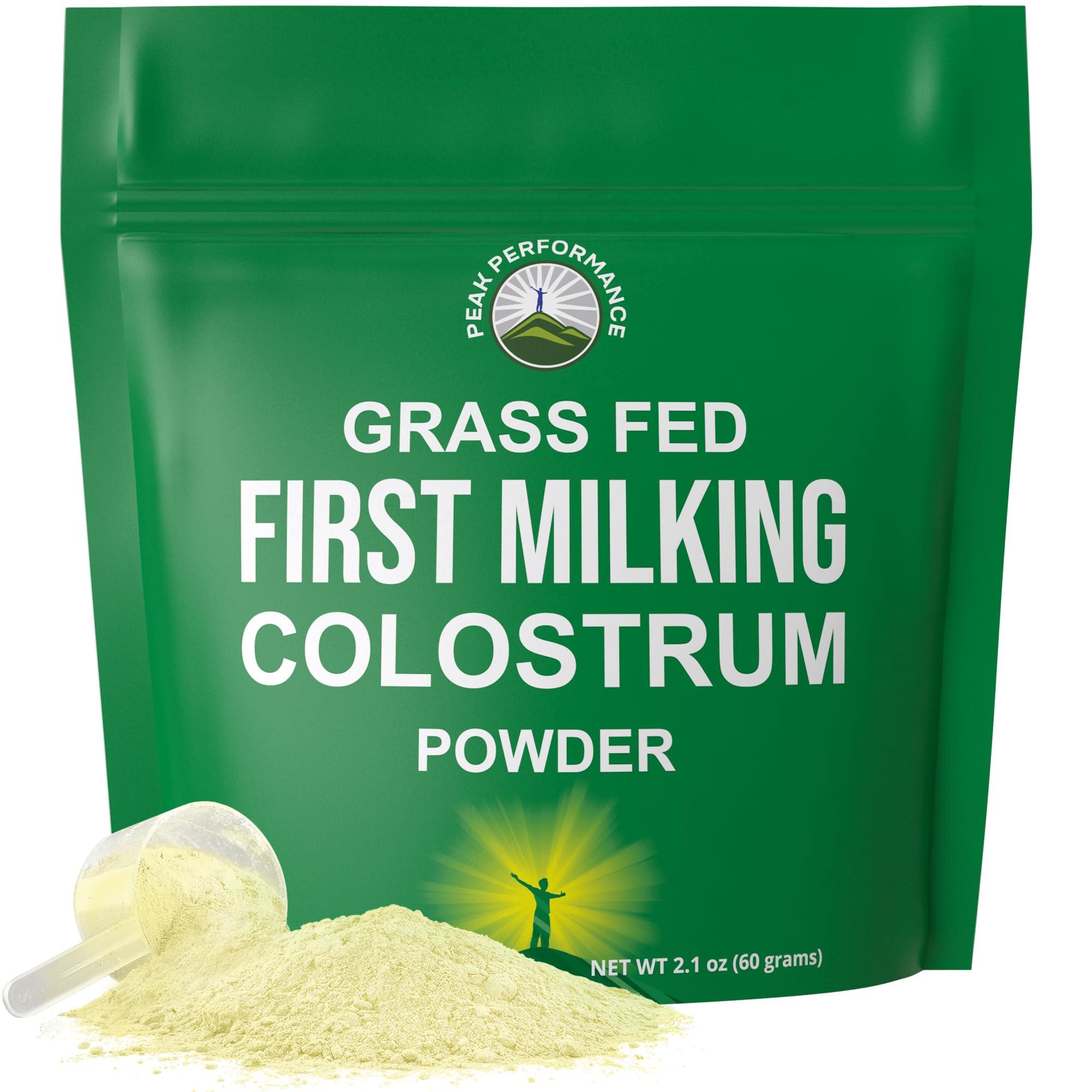 Peak Performance First Milking Colostrum Powder from Grass Fed USA Cows Milked Within 6 Hours of Giving Birth to Get The Most Bioactive Nutrients. High Immunoglobulin Bovine Colostrum Supplement for Humans
