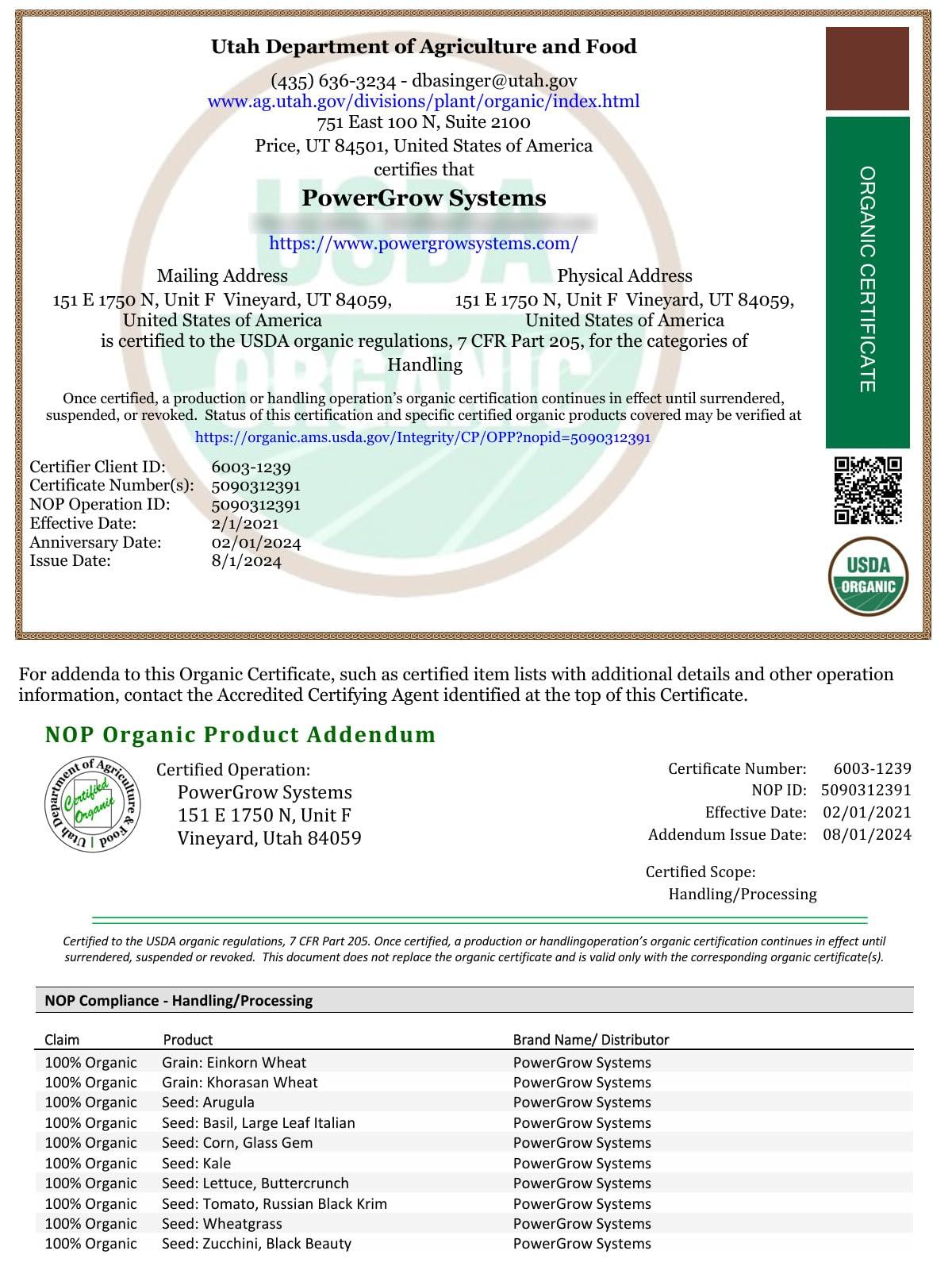 PowerGrow Systems Einkorn Wheat - 100% Certified Organic Einkorn Whole Wheat Grain by PowerGrow System - Use for Sourdough Baking, Milling Flour, Cereal, Salads, Pasta etc. (Einkorn Wheat (10 Pounds))