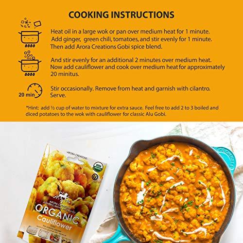 Arora Creations Vegan Organic Gobi Cauliflower Indian Spice Blend - Arora Creations 0.8oz (6-Pack) | Gluten Free, Non-GMO, Low Sodium | Easy to Cook Indian At Home!