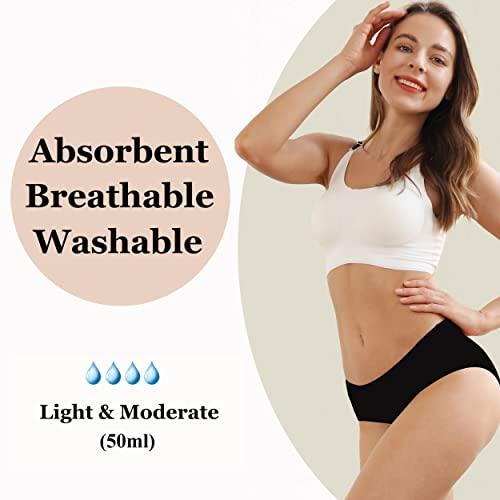 AI AI Washable Absorbency Urinary Incontinence Underwear for Women, Seamless Leak Proof Cotton High Waist Panties (50ML), 4XL(Black)