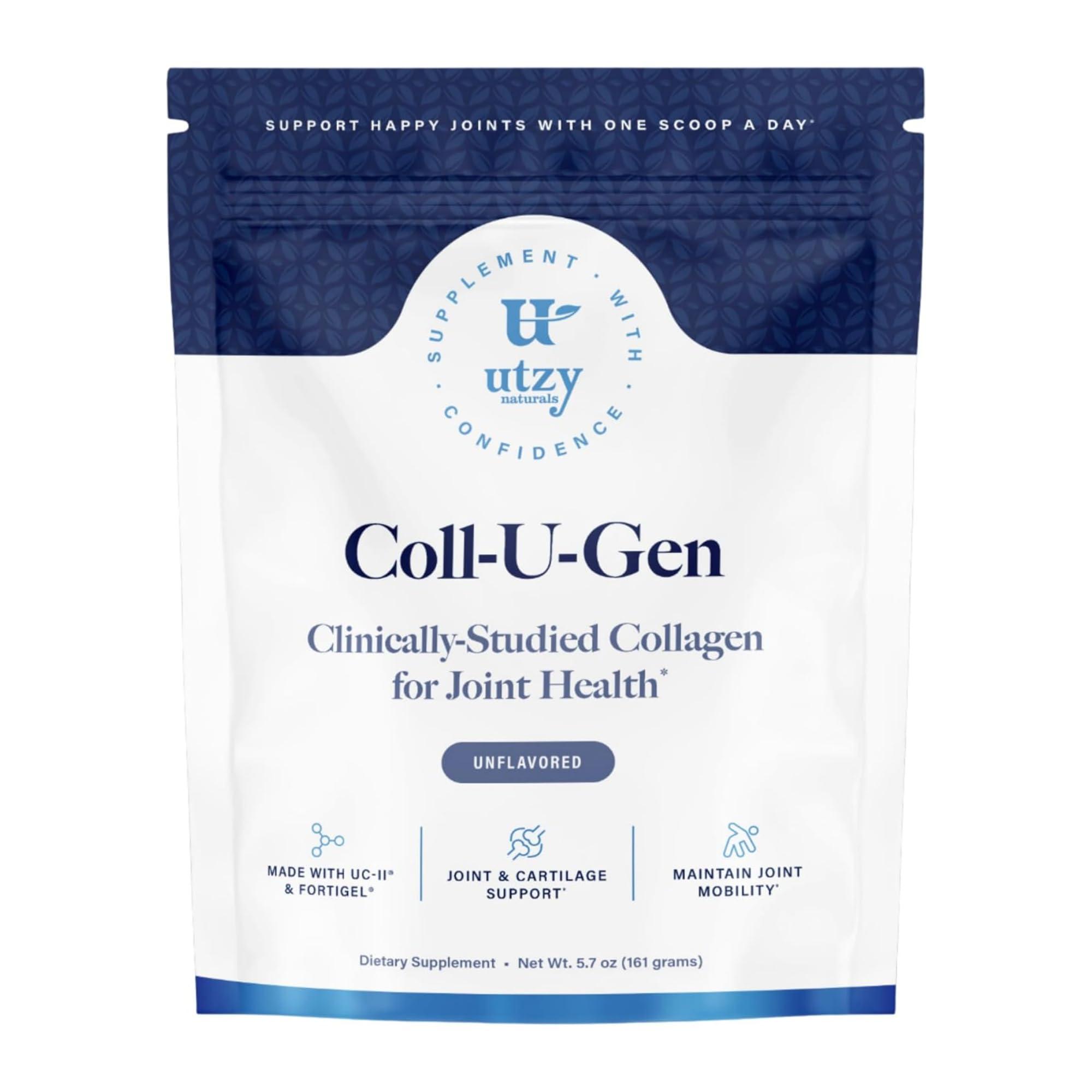 Utzy Naturals Utzy Naturals Coll-U-Gen | Joint Support Supplement | with Type II Undenatured Collagen (UC-II) & Fortigel | Unflavored Powder | 24 Servings