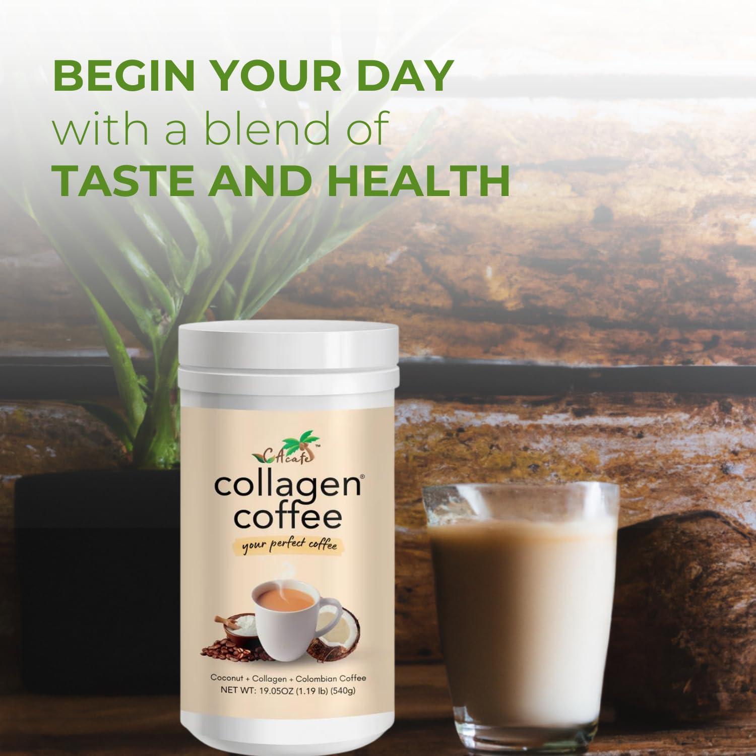 CAcafe CAcafe Collagen Coffee | Coconut Infused Colombian Blend Coffee with Anti-Aging Collagen | Antioxidants & Natural Energy | 19.05oz