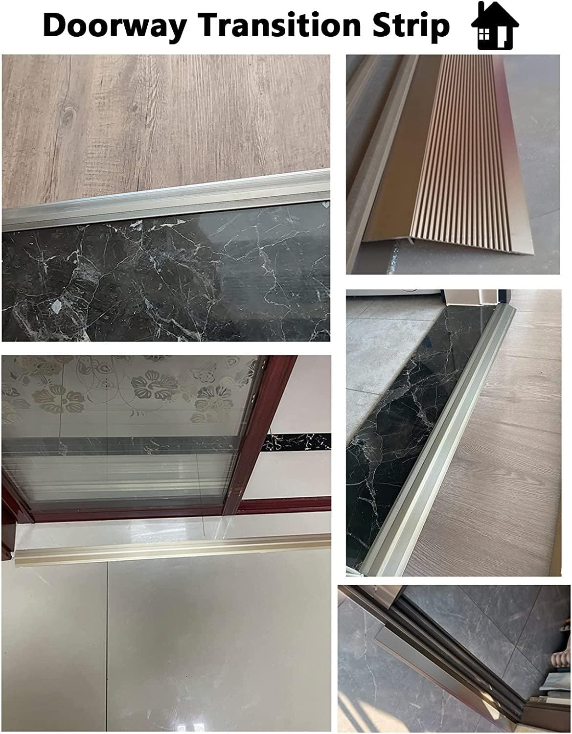 PWABAF Doorway Floor Transition Strip,Wide 10cm Carpet to Tile Threshold Aluminum/Metal Edge Trim Molding with Non Slip Surface,Ramp Reducer Easy to Install(Color:Silver,Size:Length 145cm(57in))