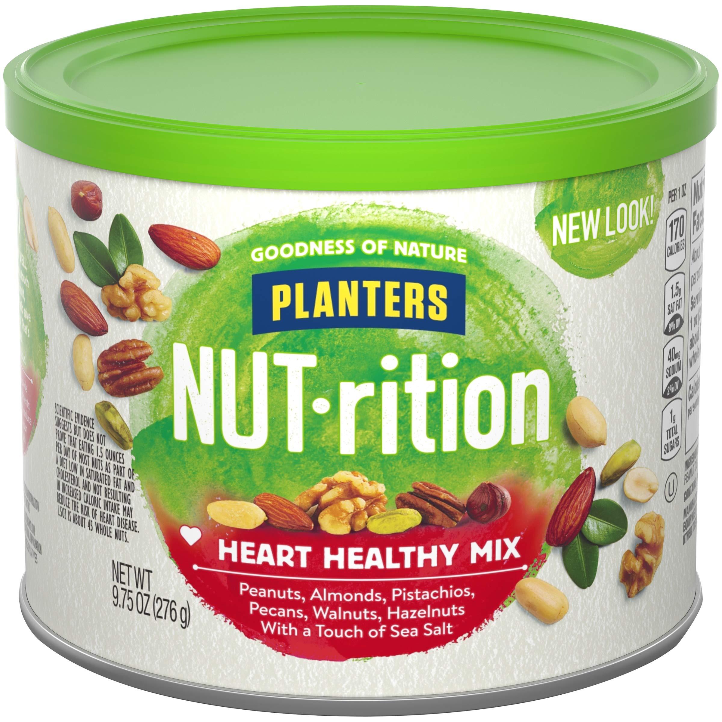 Planters Planters NUT-rition Heart Healthy Nut Mix with Peanuts (Almonds, Pistachios, Pecans, Walnuts, Hazelnuts & Sea Salt, 6 ct Pack, 9.75 oz Canisters)