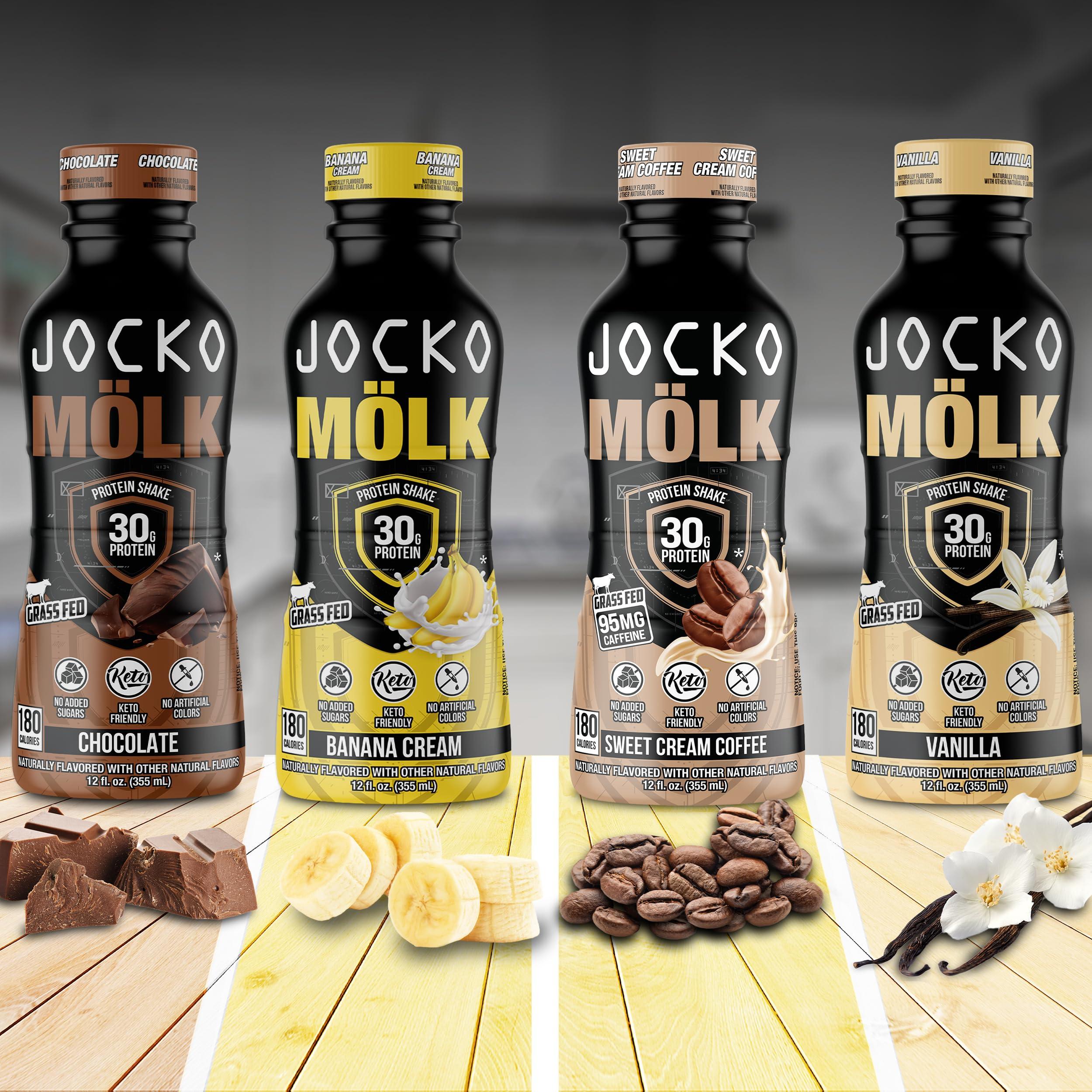 Jocko Fuel Jocko Mlk 30g Grass Fed Protein Shakes No Added Sugar Protein Drinks KETO Friendly - Ready to Drink 12 FL Oz (Pack of 12) Vanilla