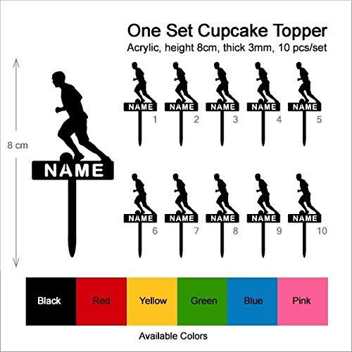 jjphonecase TA0867 Football Player Silhouette Party Wedding Birthday Acrylic Cupcake Toppers Decor 10 pcs with Personalized Your Name