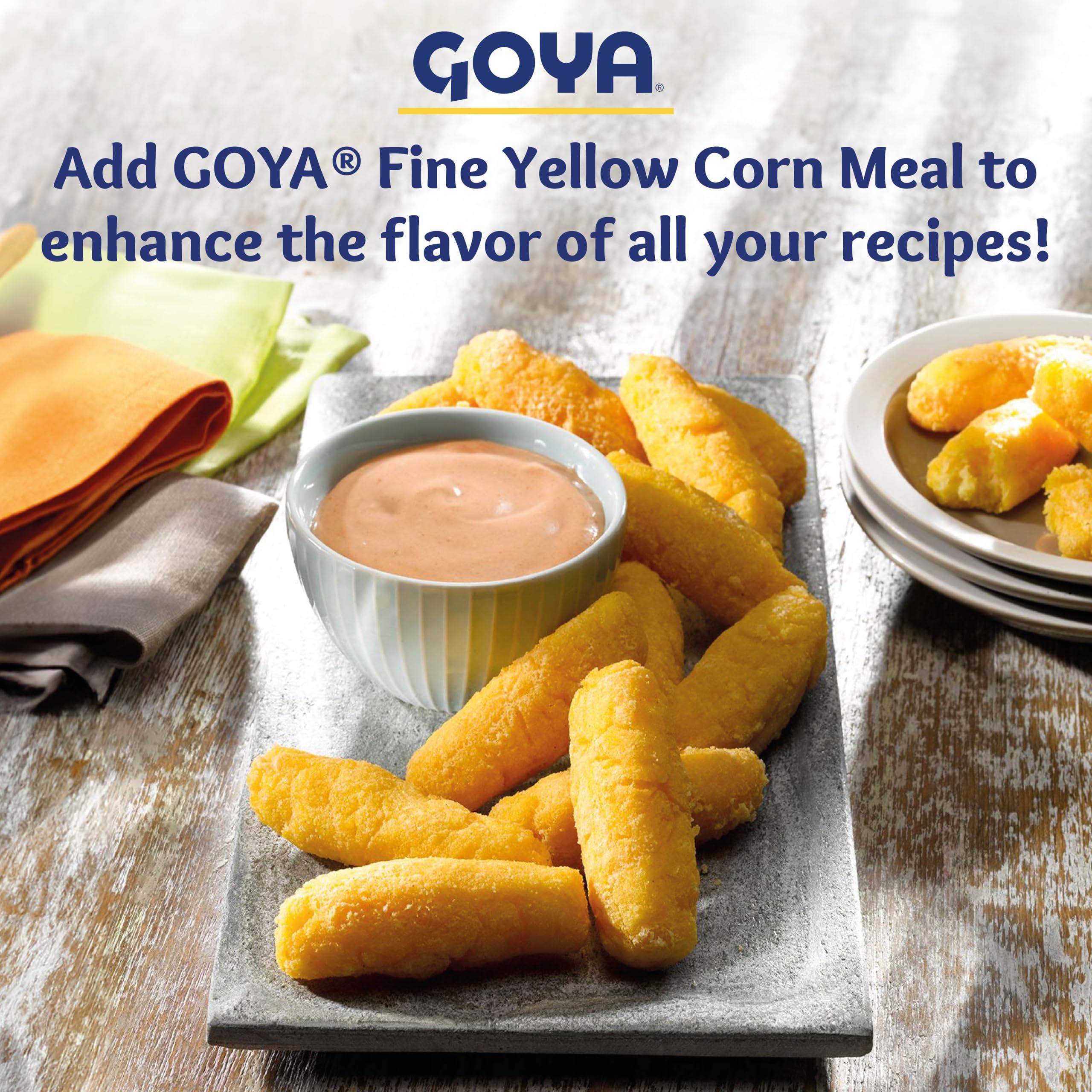 Goya Yellow Cornmeal by Goya, Gluten Free Cornmeal, Harina De Maiz, Fine Ground Corn Flour for Cornbread, Cornmeal Porridge, and More, 24oz. Bag