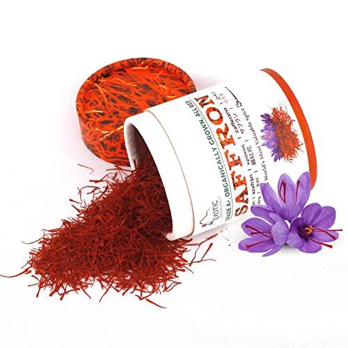 EXOTIC BioNaturals Premium Quality Saffron | Super Negin Grade A+ Saffron Threads | Pure all Red Saffron Spice for Culinary Use as Paella, Risotto, Bomba Rice, Saffron Tea and Golden Milk (5 Gram / 0.17 ounce)