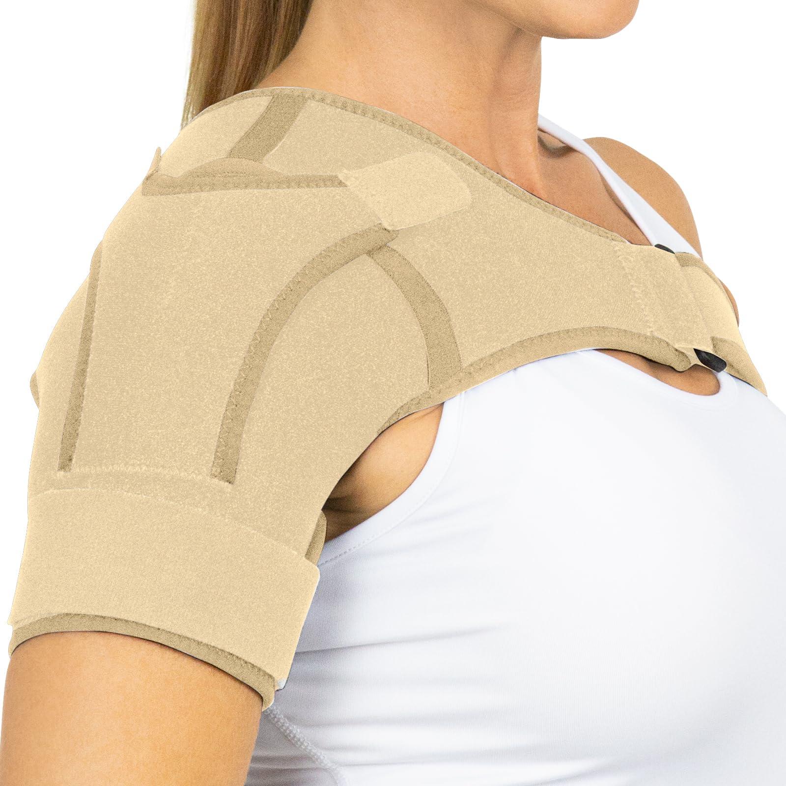 Vive Vive Shoulder Brace for Women - Injury Recovery Compression Support Sleeve - for Rotator Cuff Injuries, Arthritis, Sprain, Dislocation, PT - Targeted Inflammation Pain Relief (Beige, Medium)