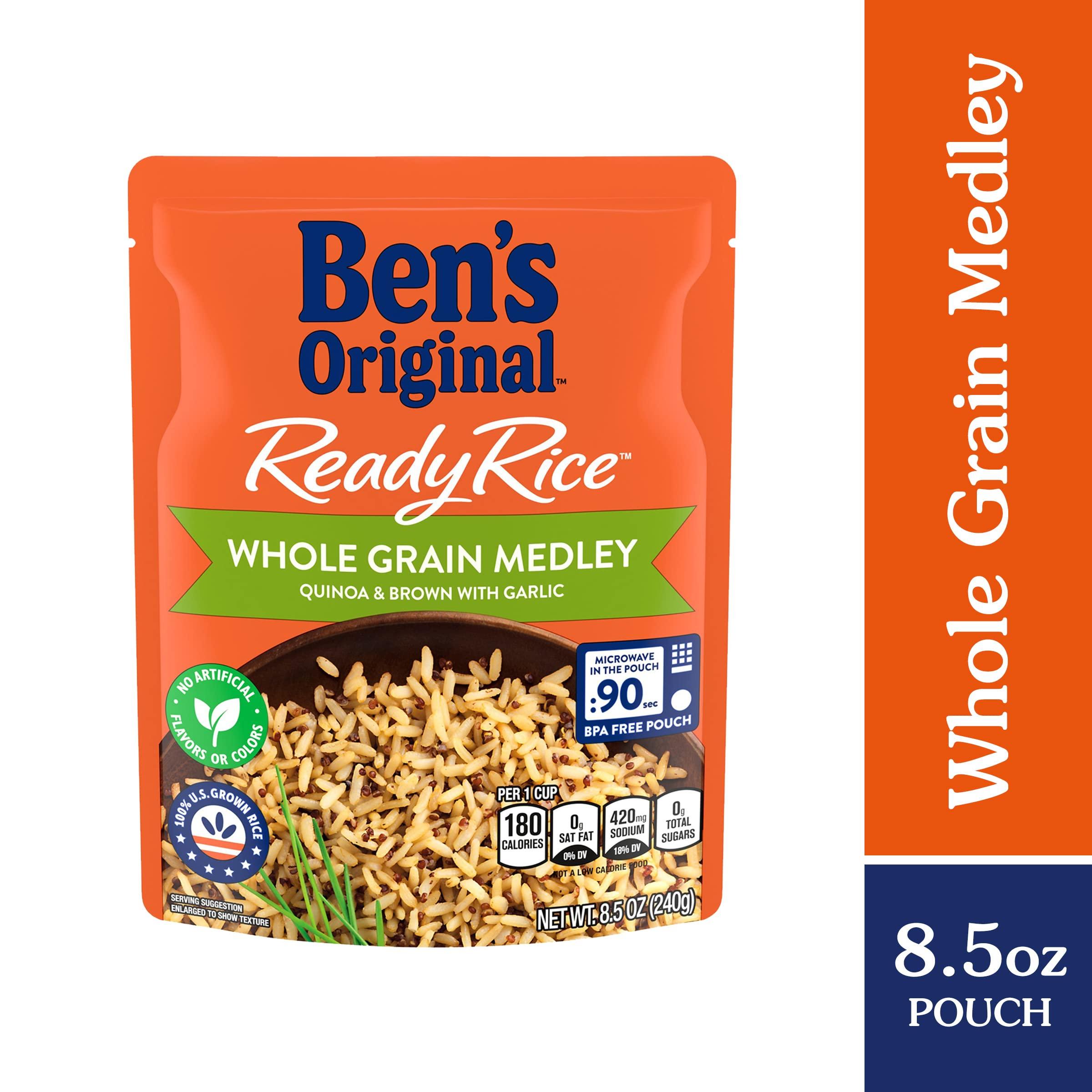 BEN'S ORIGINAL BEN'S ORIGINAL Ready Rice Whole Grain Medley Quinoa and Brown Flavored Rice, Easy Dinner Side, 8.5 OZ Pouch (Pack of 12)