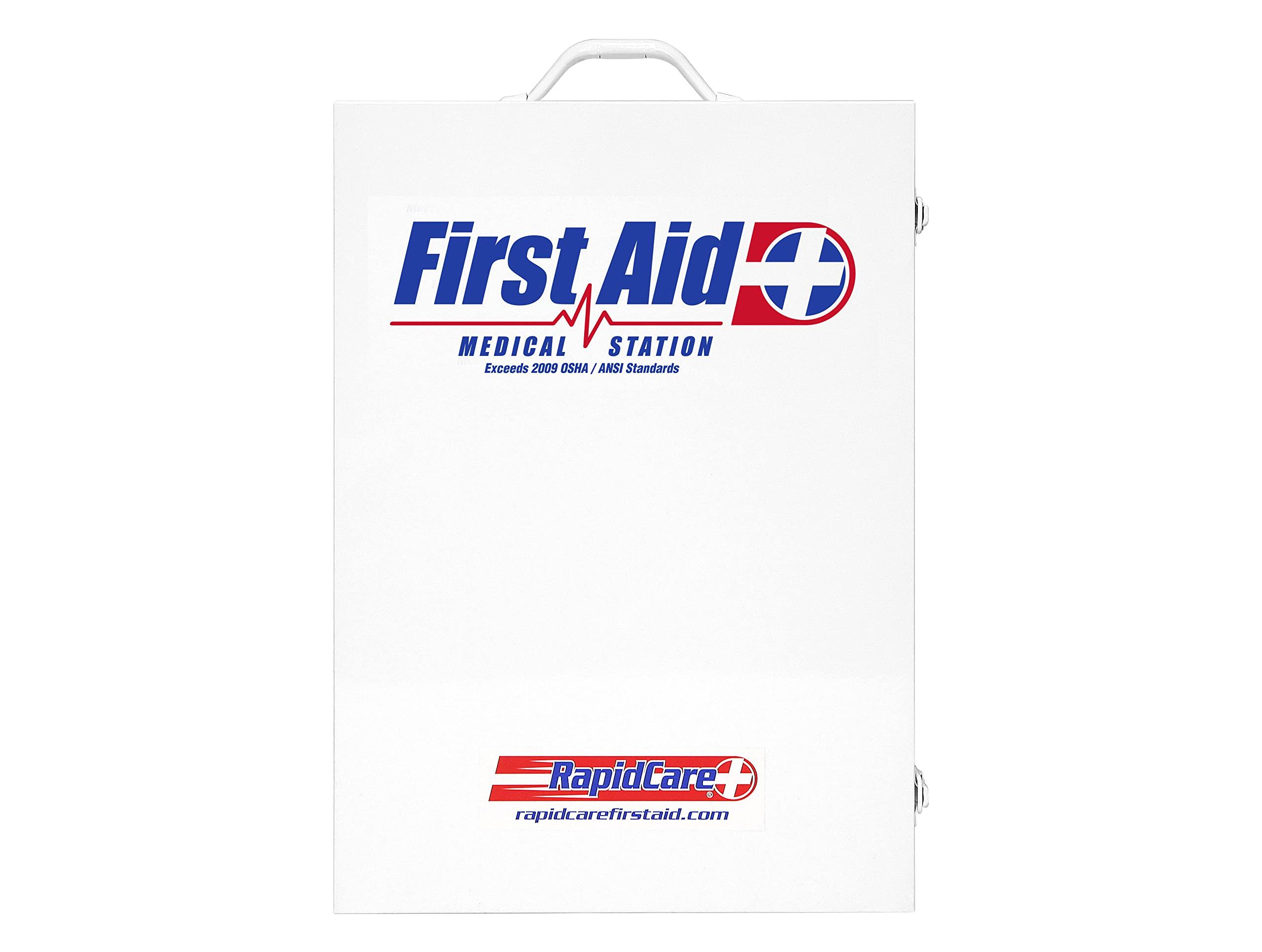 Rapid Care First Aid Rapid Care First Aid 864-09-1F 4 Shelf ANSI/OSHA Compliant All Purpose First Aid Cabinet & Medical Station with First Aid Sign, Exceeds OSHA/ANSI 2009, Wall Mountable, White