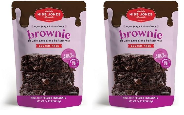 Miss Jones Baking Miss Jones Baking Brownie Mix - Whole Grains, More Chocolate Chips, Guilt Free Brownie Mix, Naturally Sweetened Desserts & Treats (Pack of 2)