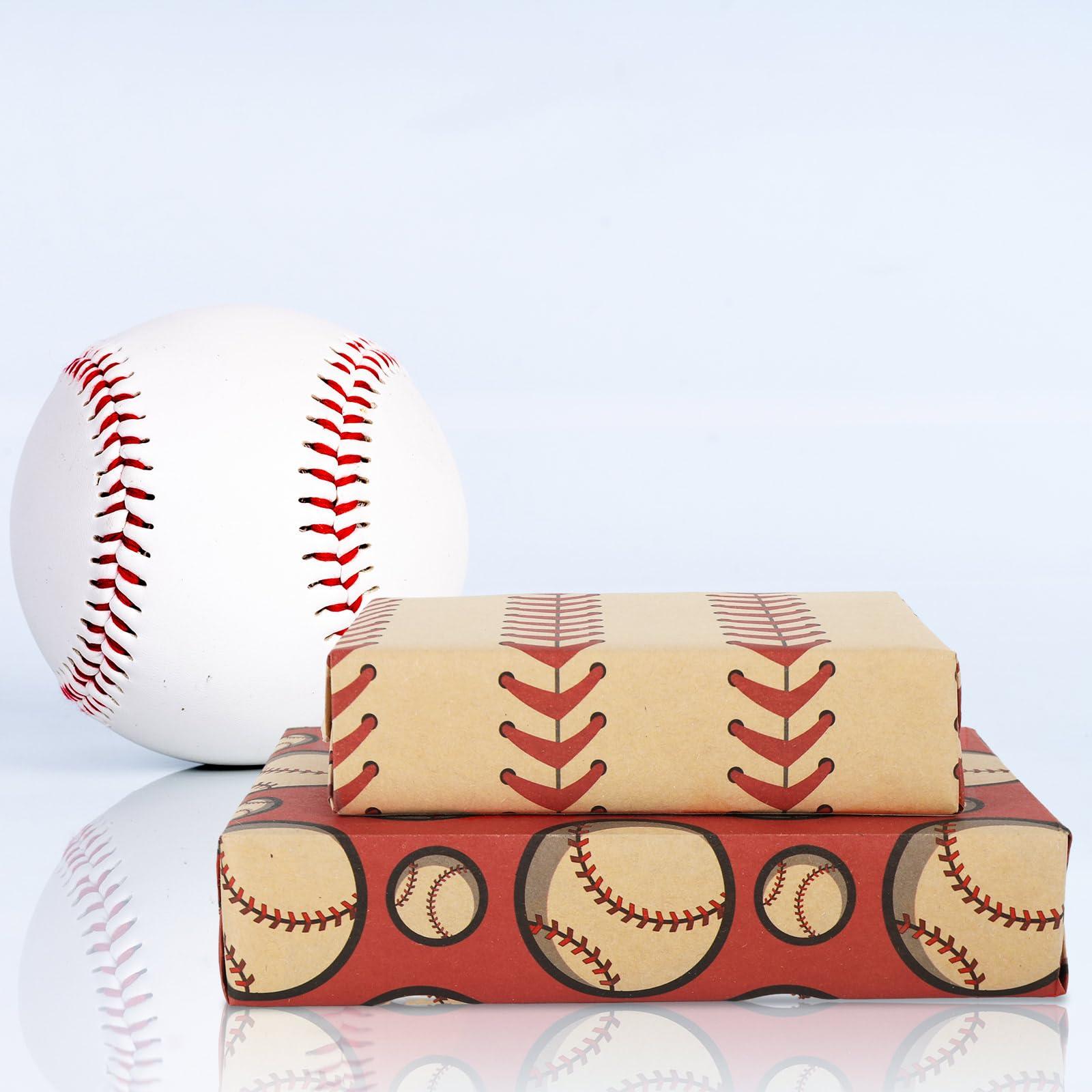 Generic Generic AnyDesign 12 Sheets Baseball Wrapping Paper -Not Roll- Red Blue Gift Wrap Paper Vintage Art Kraft Paper Folded Flat for DIY Crafts Birthday Baby Shower Party Favors Supplies, 19.7 x 27.6 Inch