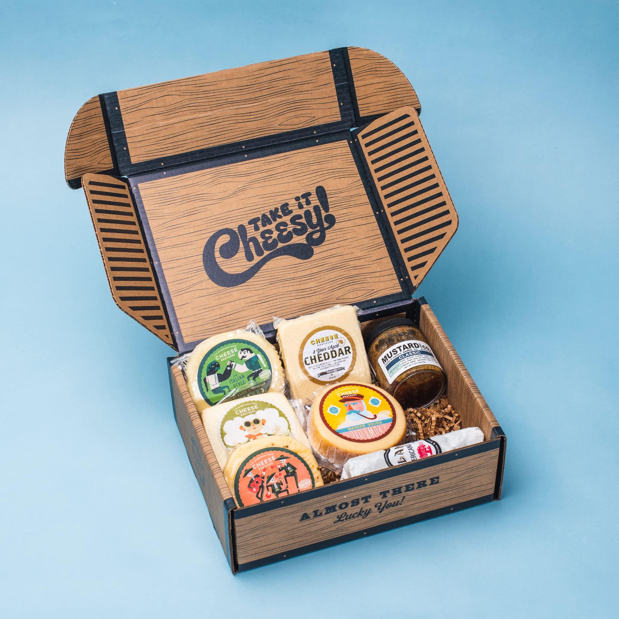 CHEESE BROTHERS INC Cheese Bros. World\'s Cheesiest Dad Father\'s Day Gift Box | Wisconsin Made | Includes Italian Fratello, Gouda, Aged Cheddar, Classic Mustard and Artisan Salami | Great Food Gifting Idea!