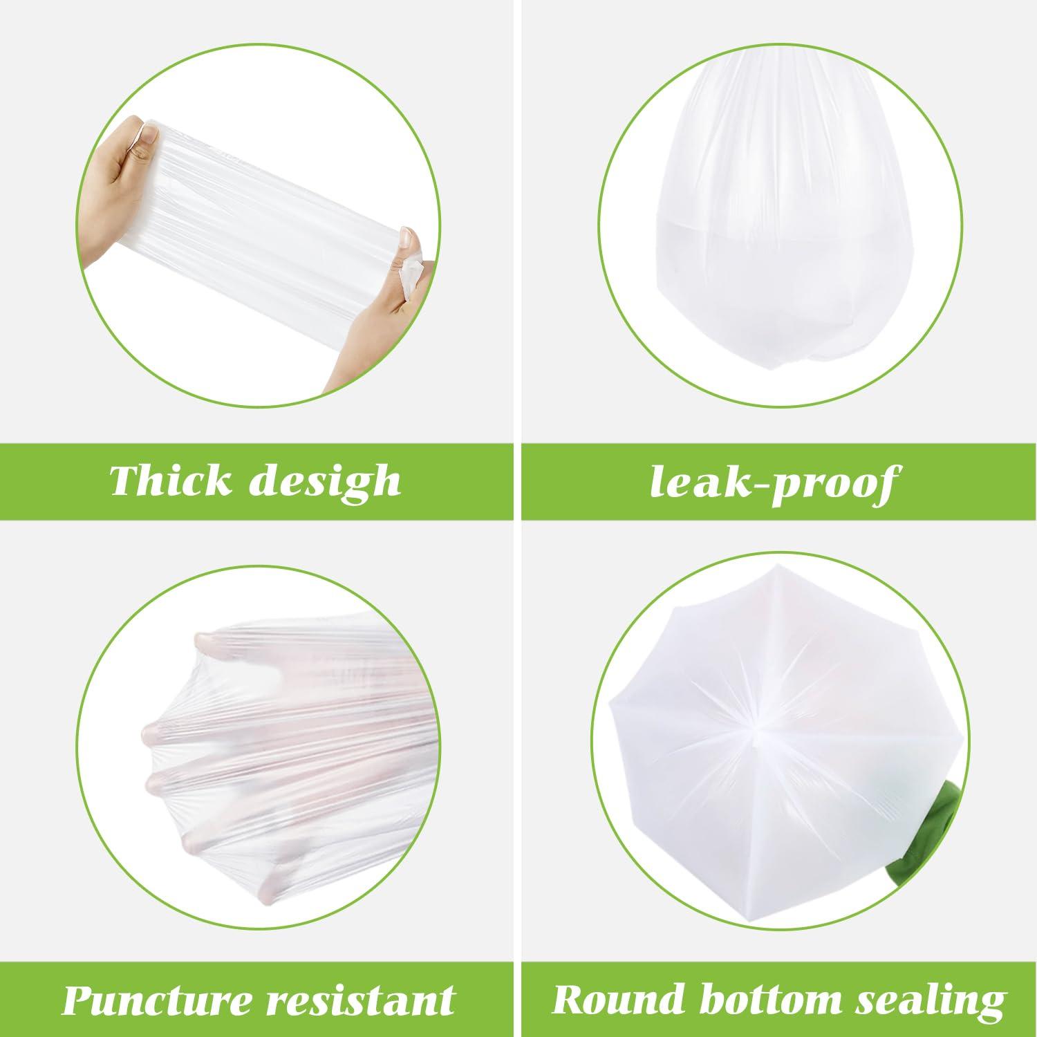 Teivio Teivio 3 Gallon 80 Counts Strong Trash Bags Garbage Bags, Bathroom Trash Can Bin Liners, Plastic Bags for home office kitchen, White