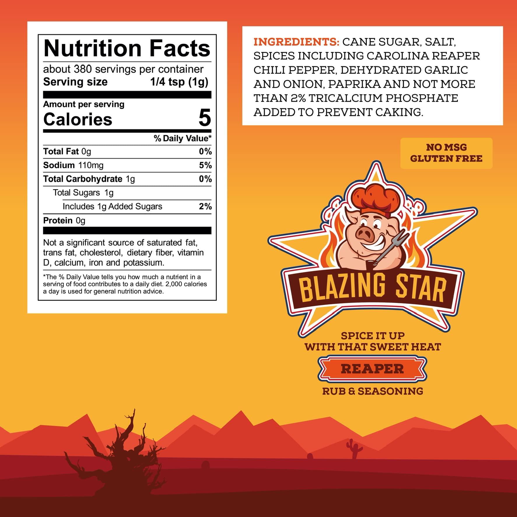Blazing Star BBQ Blazing Star BBQ Reaper Rub & Seasoning, Shaker Spice Mix 13.4 Oz