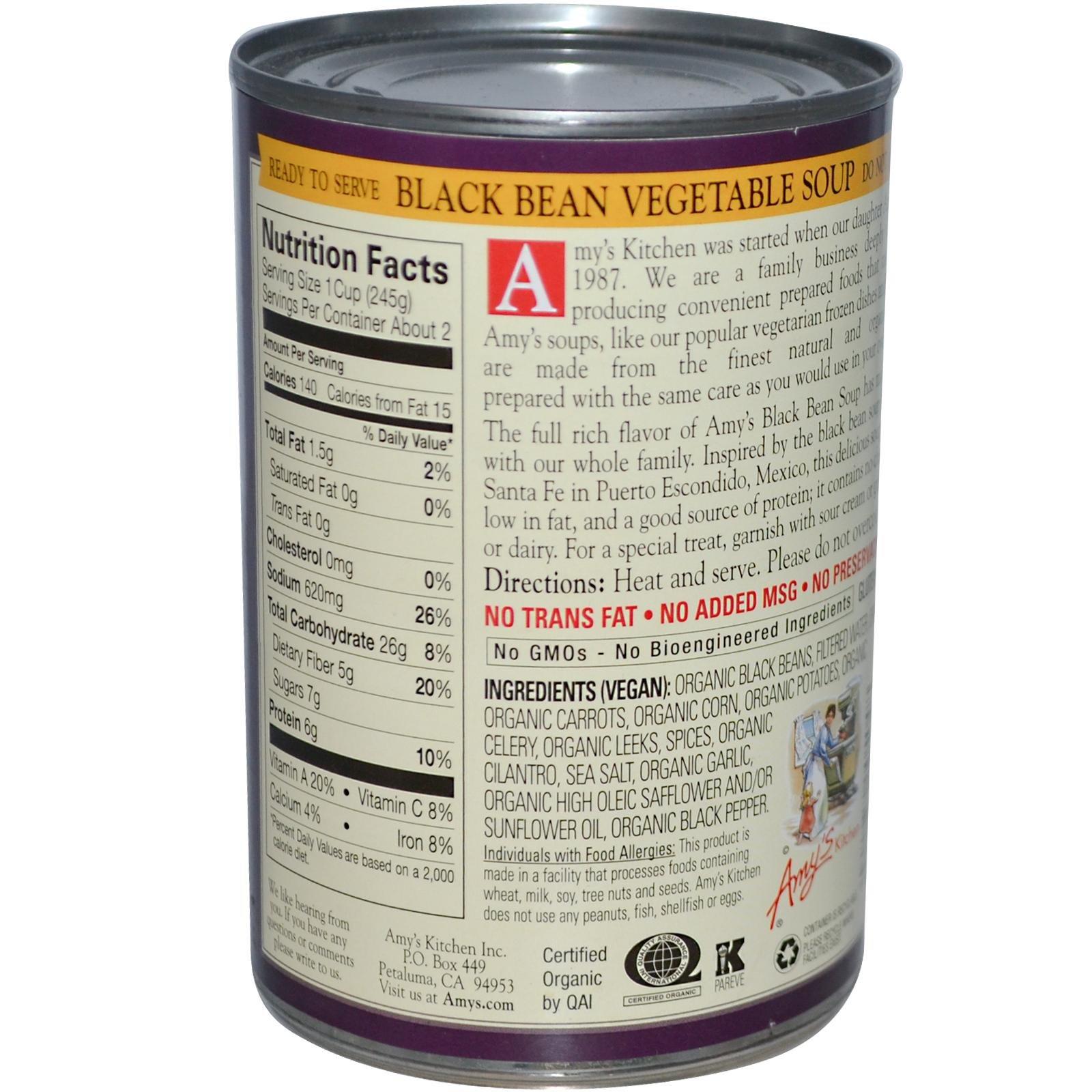 Amy\'s Amy\'s Organic Black Bean Vegetable Soup, 14.5 Ounce