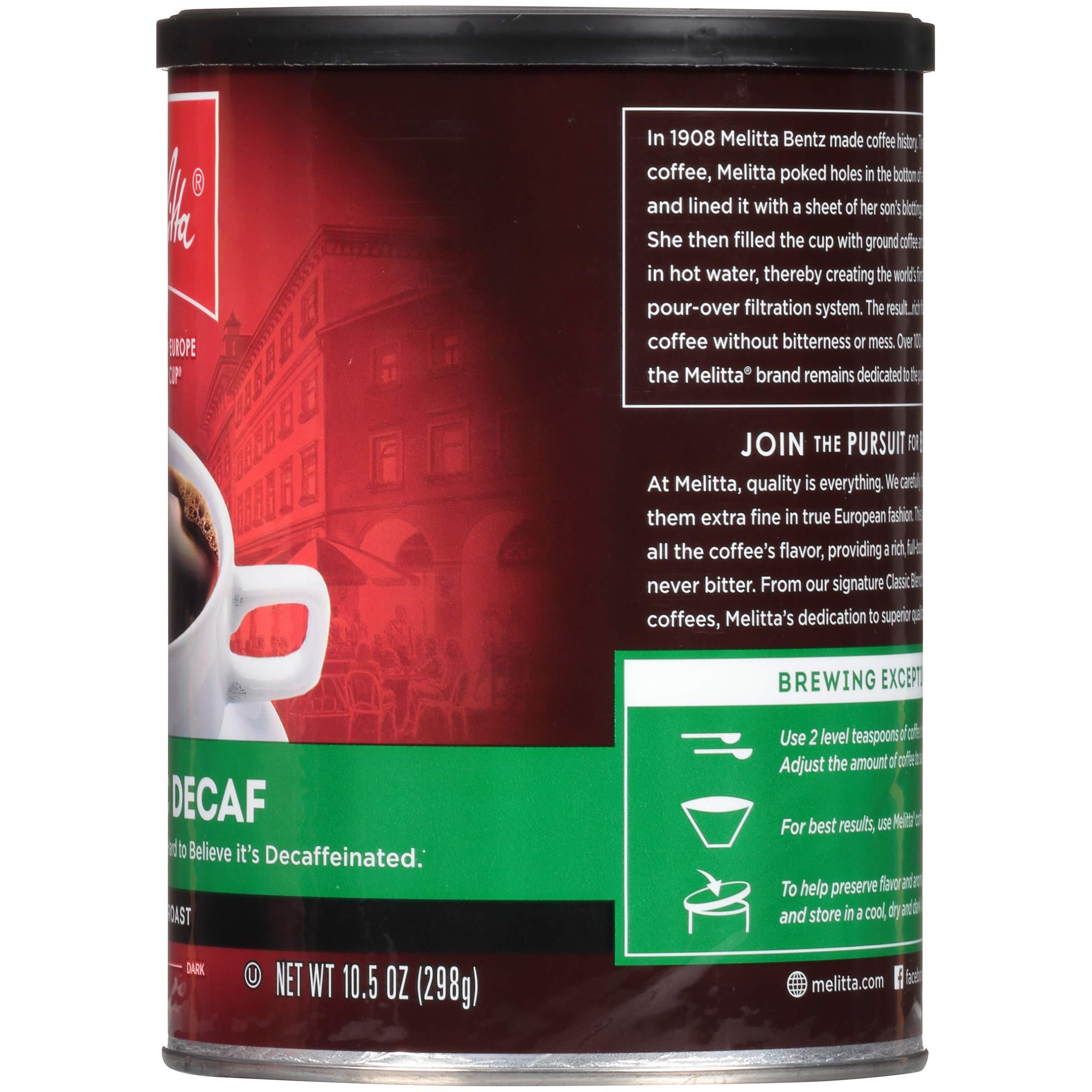 Melitta Melitta Classic Decaf Coffee, Medium Roast, Extra Fine Grind, 10.5 Ounce Can (Pack of 6) 63 Ounces Total