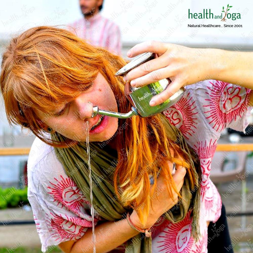 SoulGenie HealthAndYoga SteloKleen Stainless Steel Neti Pot for Sinus Congestion (Ayurvedic JalNeti)