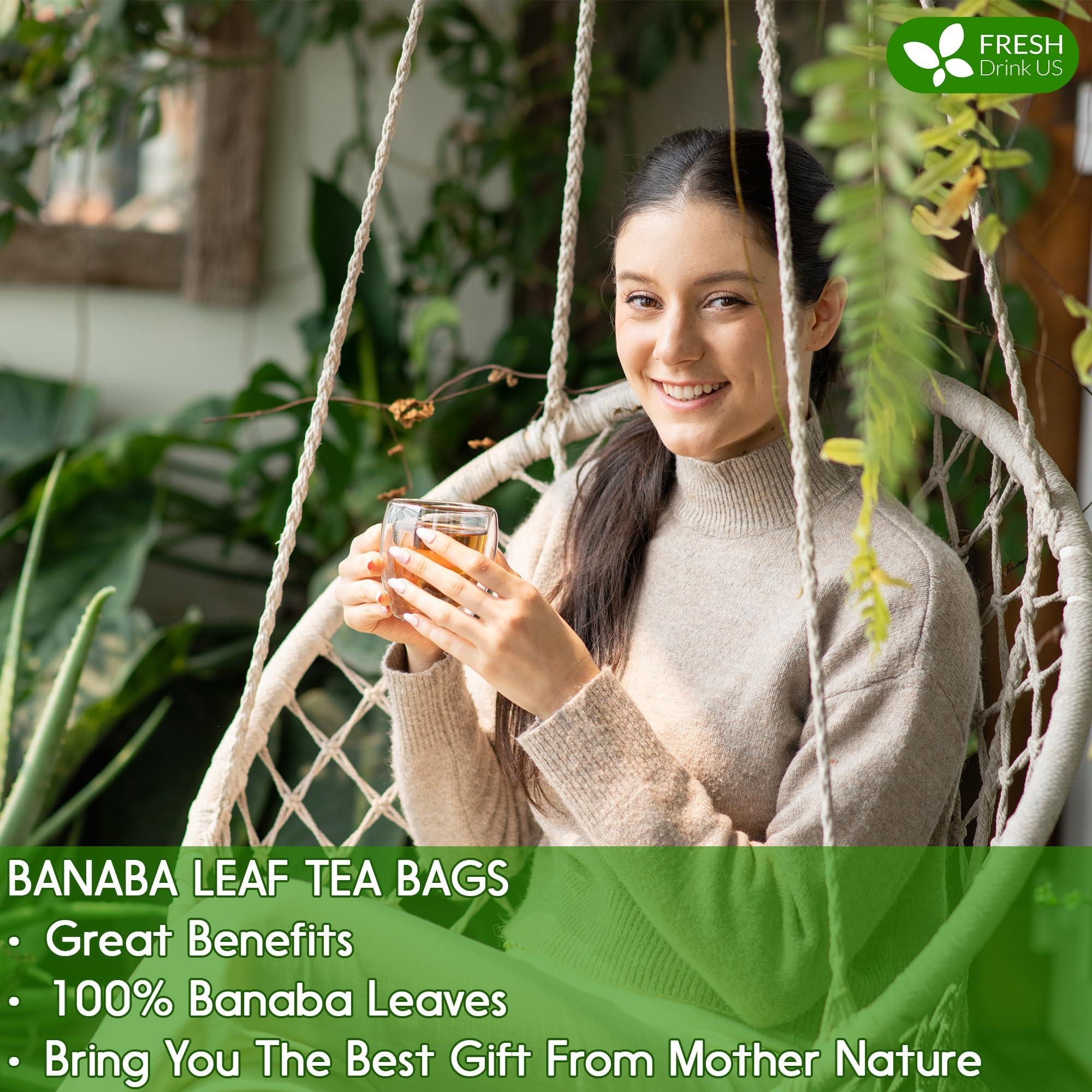 FRESHDRINKUS FreshDrinkUS, Premium 40 Banaba Tea Bags, 100% Natural & Pure from Banaba Leaves. Loose Leaf Banaba Herbal Tea. No Sugar, No Caffeine, No Gluten, Vegan.